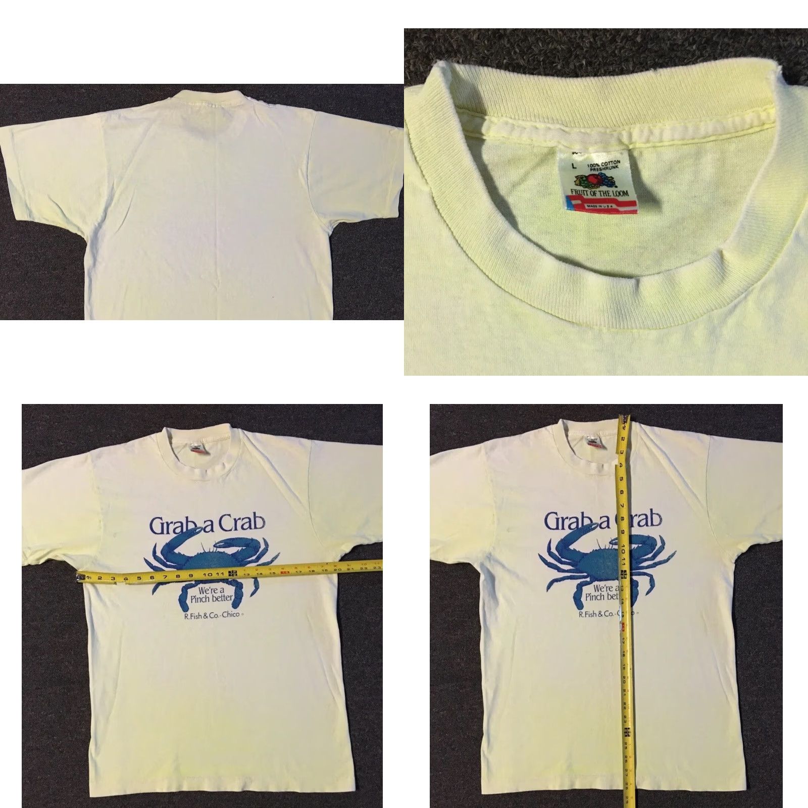 CO Vtg 90s Grab A Crab R. Fish & Co Faded Shirt M Funny Chico Beach Surf Grunge 80s Size US M / EU 48-50 / 2 - 9 Thumbnail