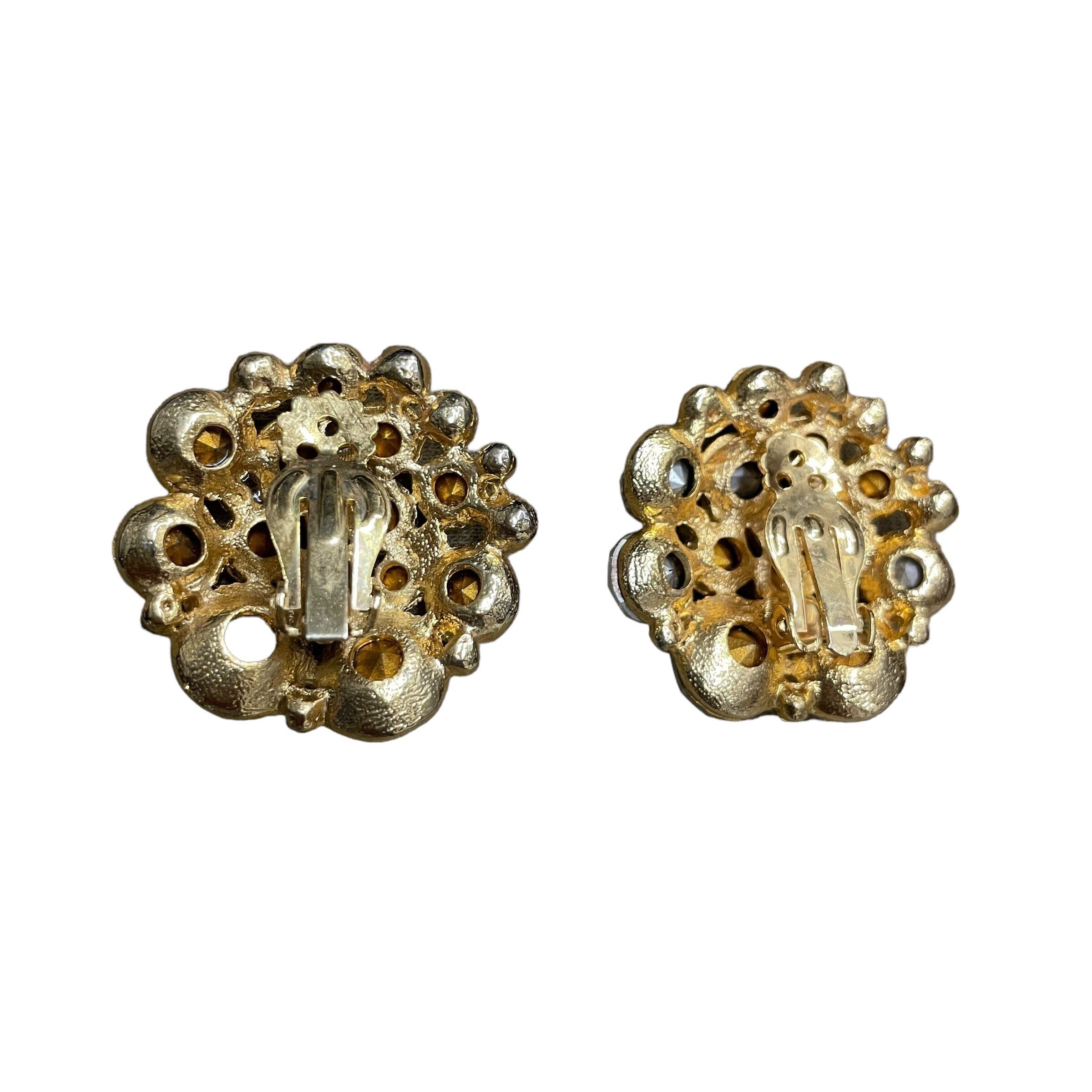 Other Costume Jewelry Vintage Chunky Crystal Clip-on Earrings Size ONE SIZE - 2 Thumbnail