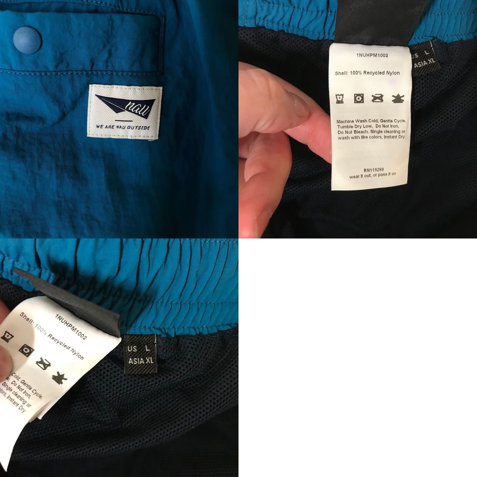 Vintage NAU Men Teal Blue Swim Shorts Active Right Elastic Waist Drawstring Pockets Size ONE SIZE - 8 Thumbnail
