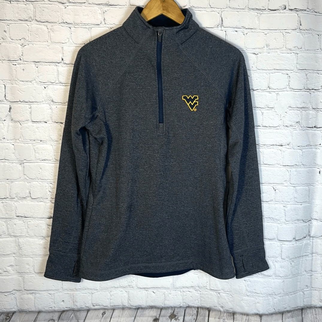 Vintage VINTAGE West Virginia Mountaineers WVU Quarter Zip Gray Sweatshirt M Medium Women size Gray Pullover Colosseum Shirts Size M / US 6-8 / IT 42-44 - 2 Thumbnail