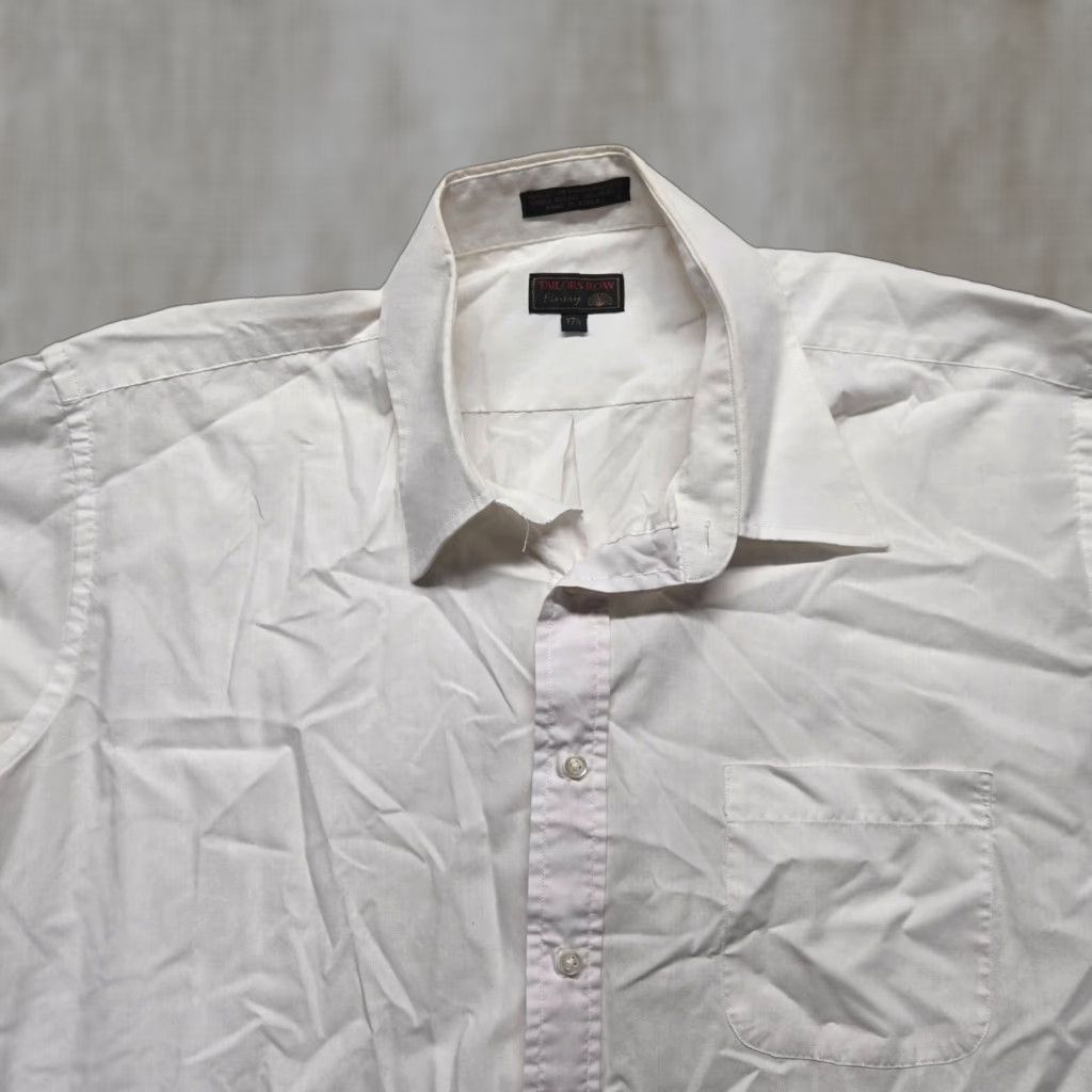Vintage Tailor’s Row Finery Shirt Adult Men 17.5 White Short Sleeve Button-Up Cotton Solid 17.5 Mens Shirt Size US XXL / EU 58 / 5 - 1 Thumbnail
