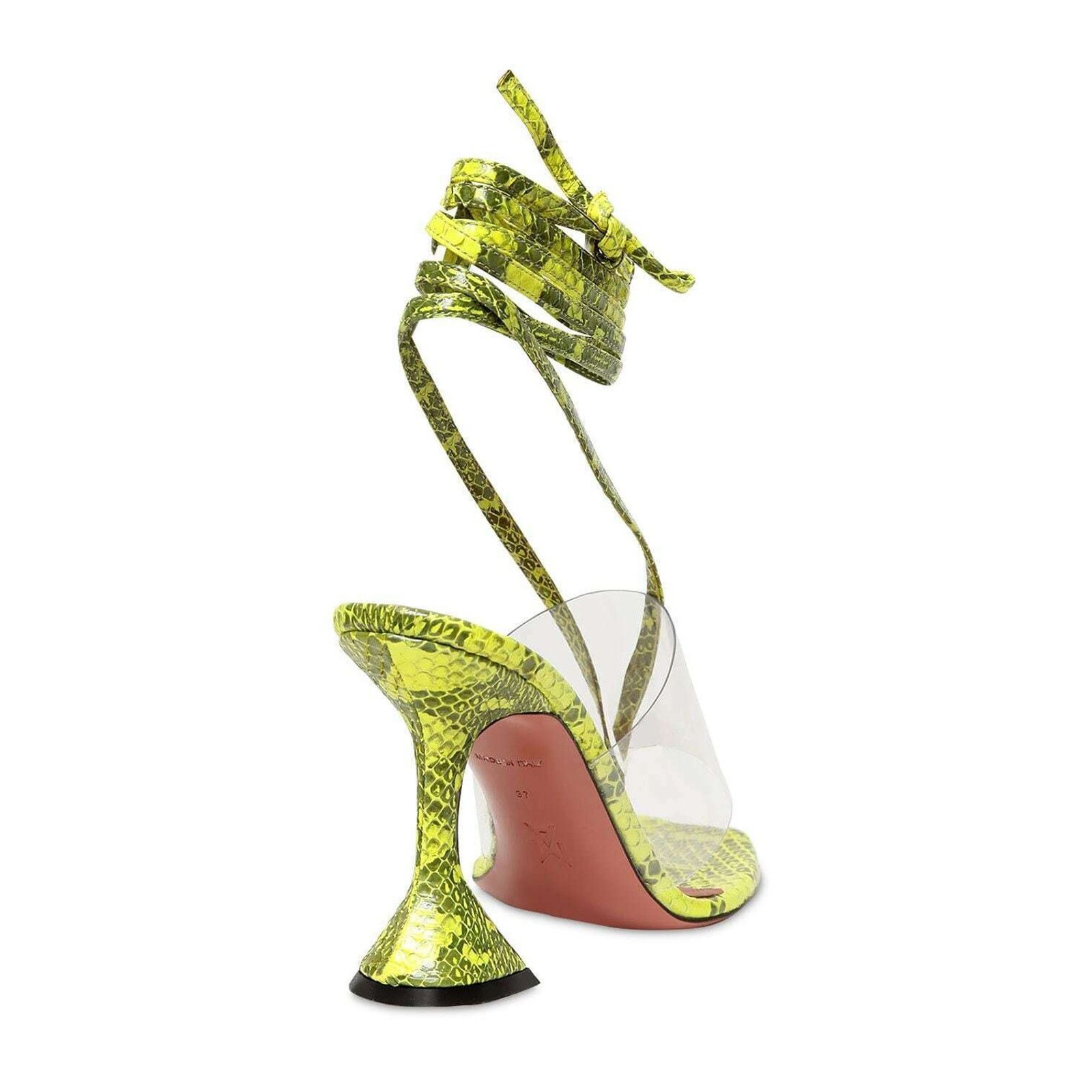 Amina Muaddi Zula Ayer Snake Print Thong Lace Up Tie Sandal Heel Pump 37 Size US 7 / IT 37 - 6 Thumbnail