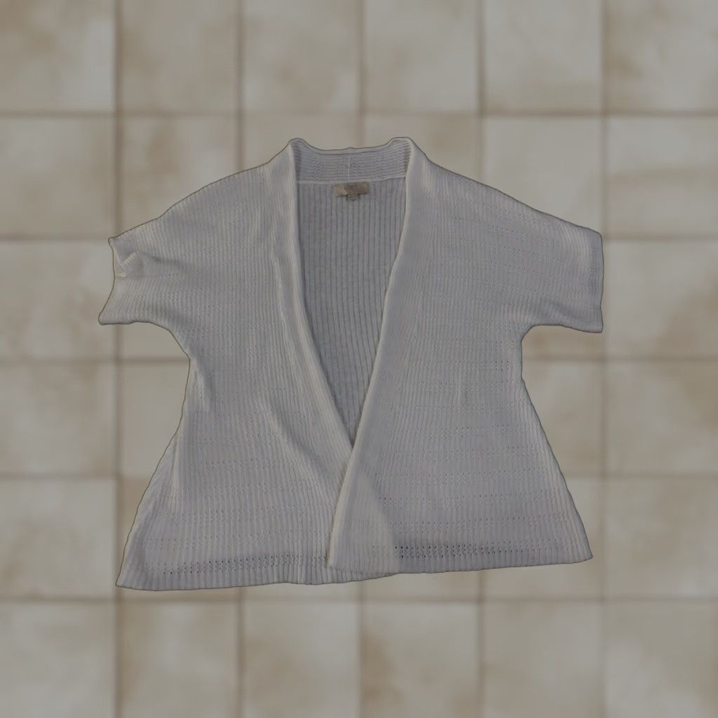 Loft LOFT Cardigan Womens Petit e White Open Knit Lightweight Stretch Casual Regular V-Neck Raglan Short Sleeve Knit Sweater Pullover Size M / US 6-8 / IT 42-44 - 1 Thumbnail