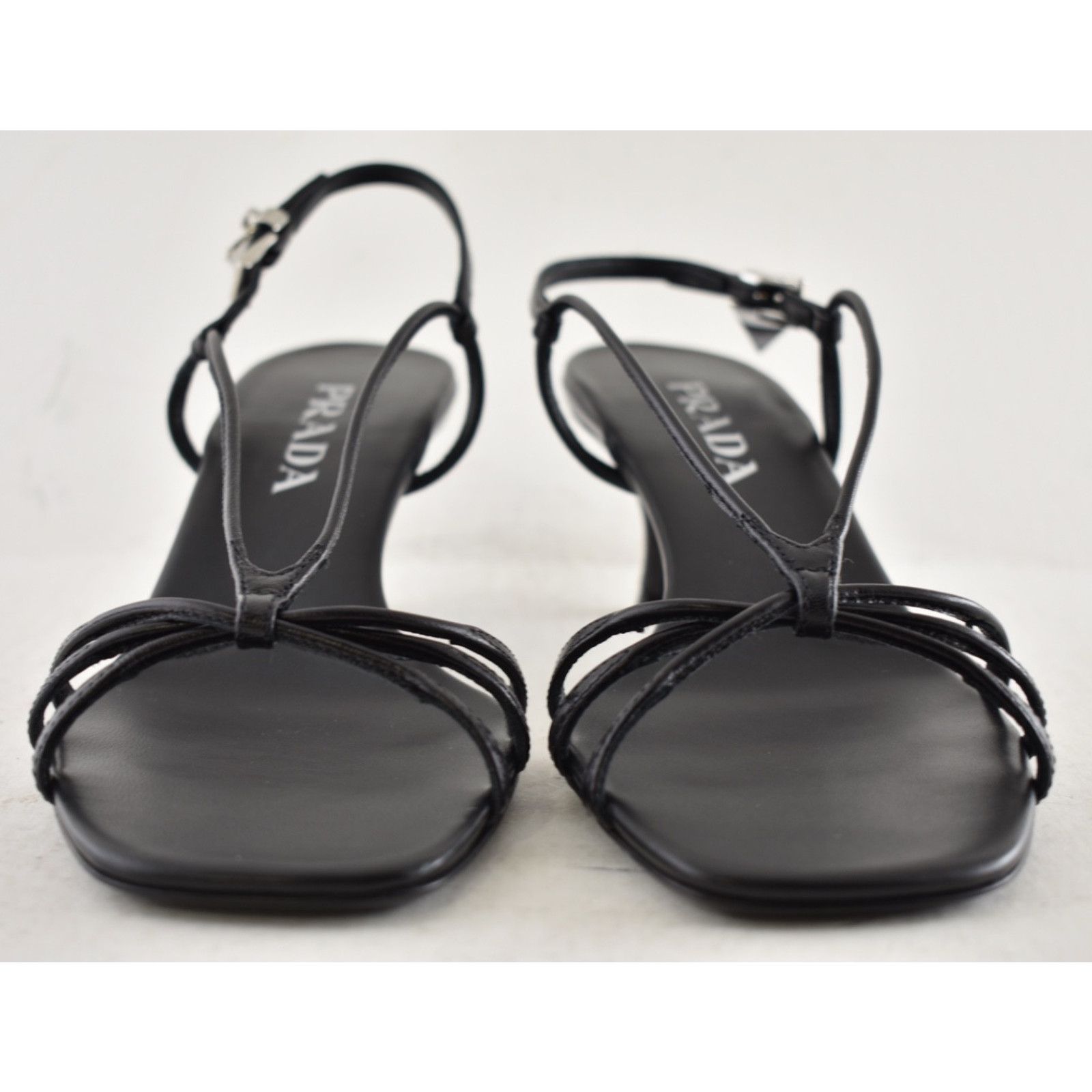 Prada Prada Black Leather Slingback Sandal Kitten Heel 40 Size US 10 / IT 40 - 12 Thumbnail