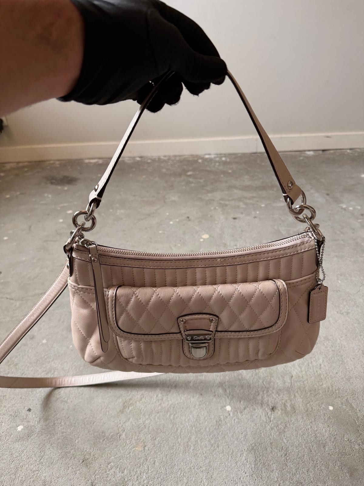 Coach Coach 2Way Leather Quilted Shoulder Bag Cream Size ONE SIZE - 8 Thumbnail