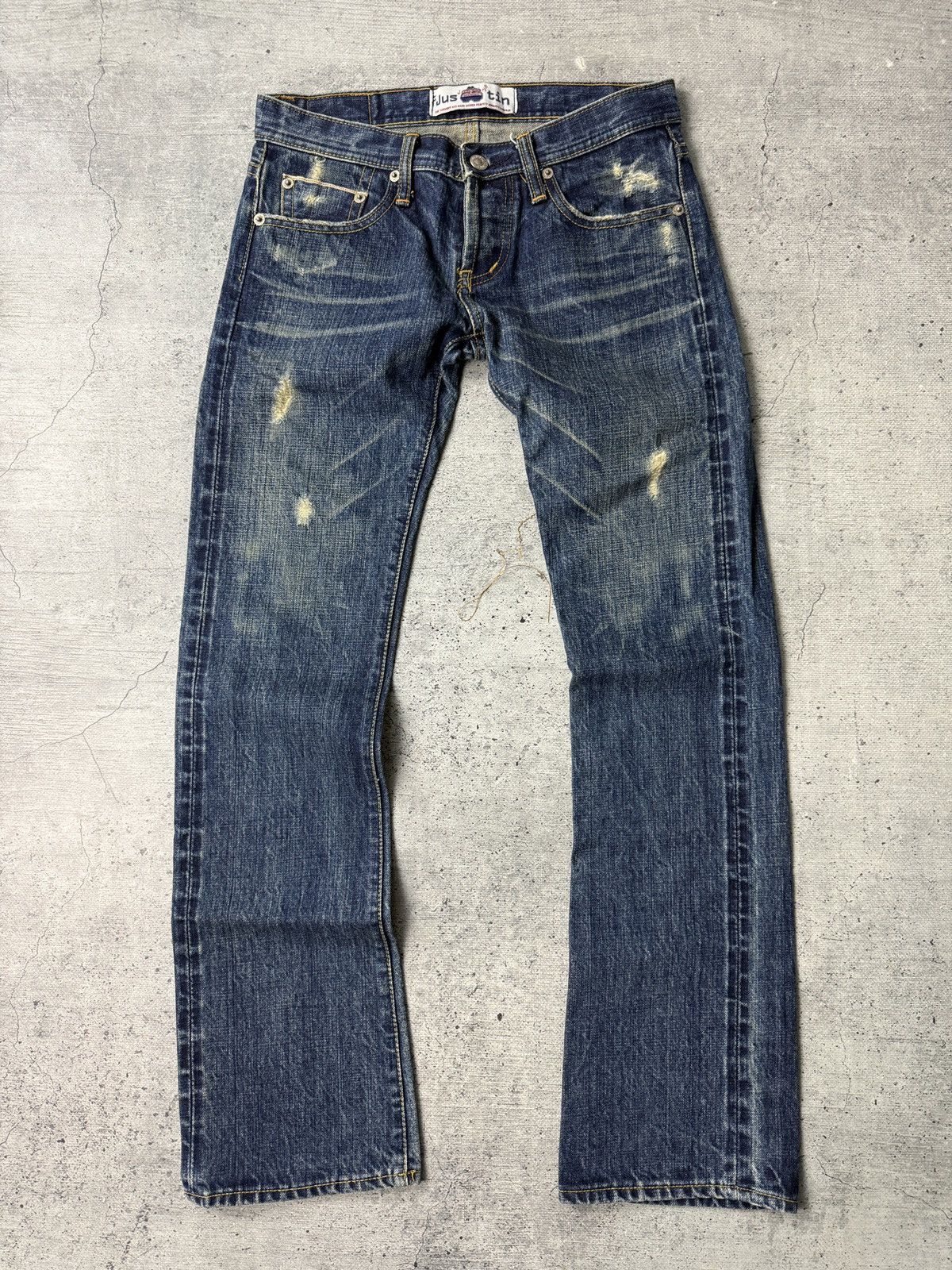 Japanese Brand Vintage Justin New York Flared Selvedge Jeans Size US 30 / EU 46 - 4 Thumbnail