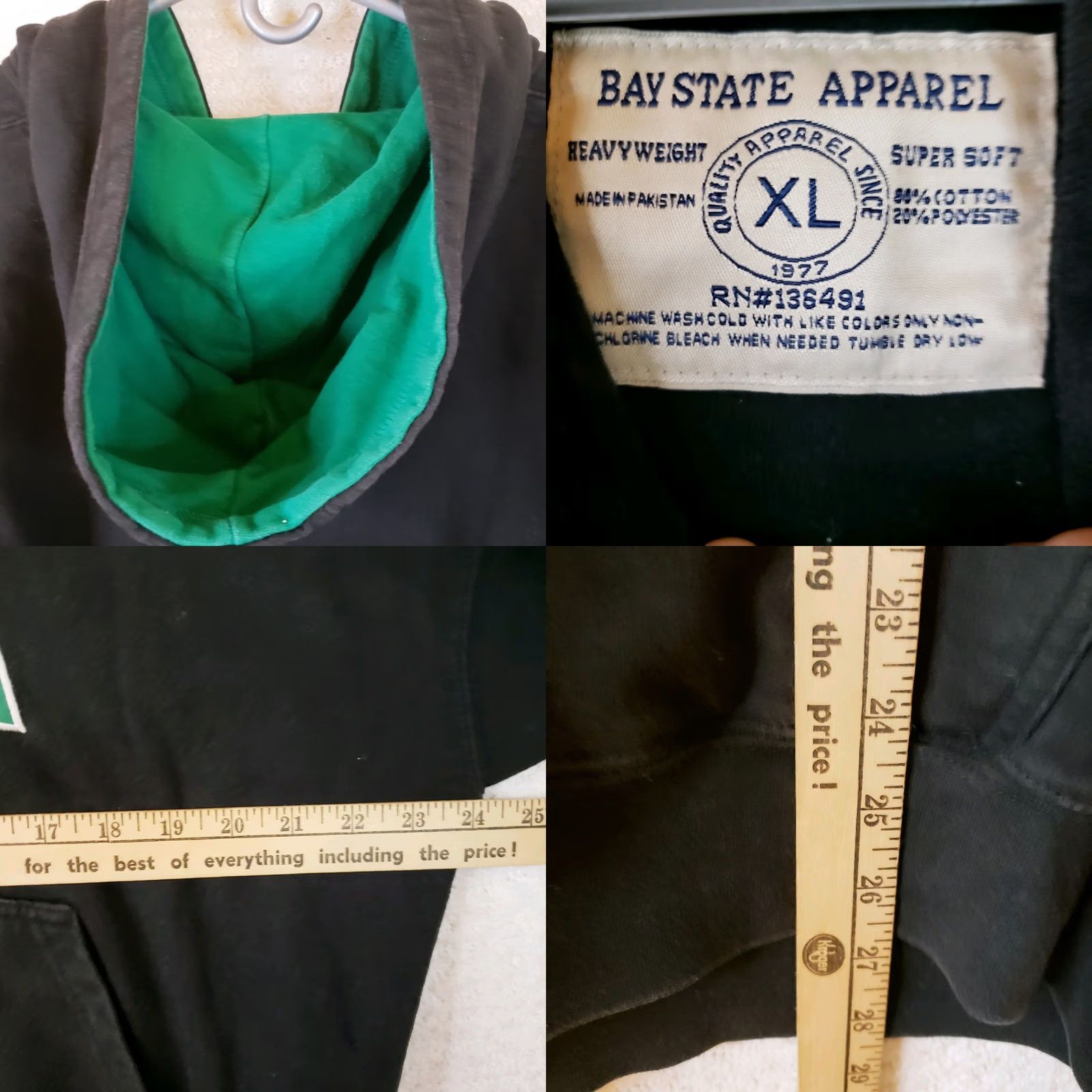 Vintage VINTAGE Bay State Apparel Boston Celtics NBA Black Hoodie Sweatshirt Lace Up Mens XL Size US XL / EU 56 / 4 - 9 Thumbnail