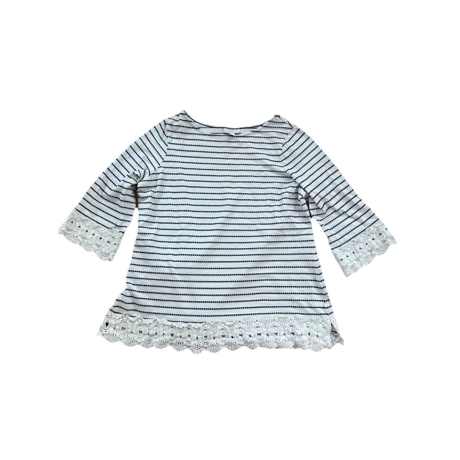 & Other Stories Charter 3/4 Top Cotton Embroidery White/Black 1X A001874 Size 4XL / US 24-26 - 3 Thumbnail