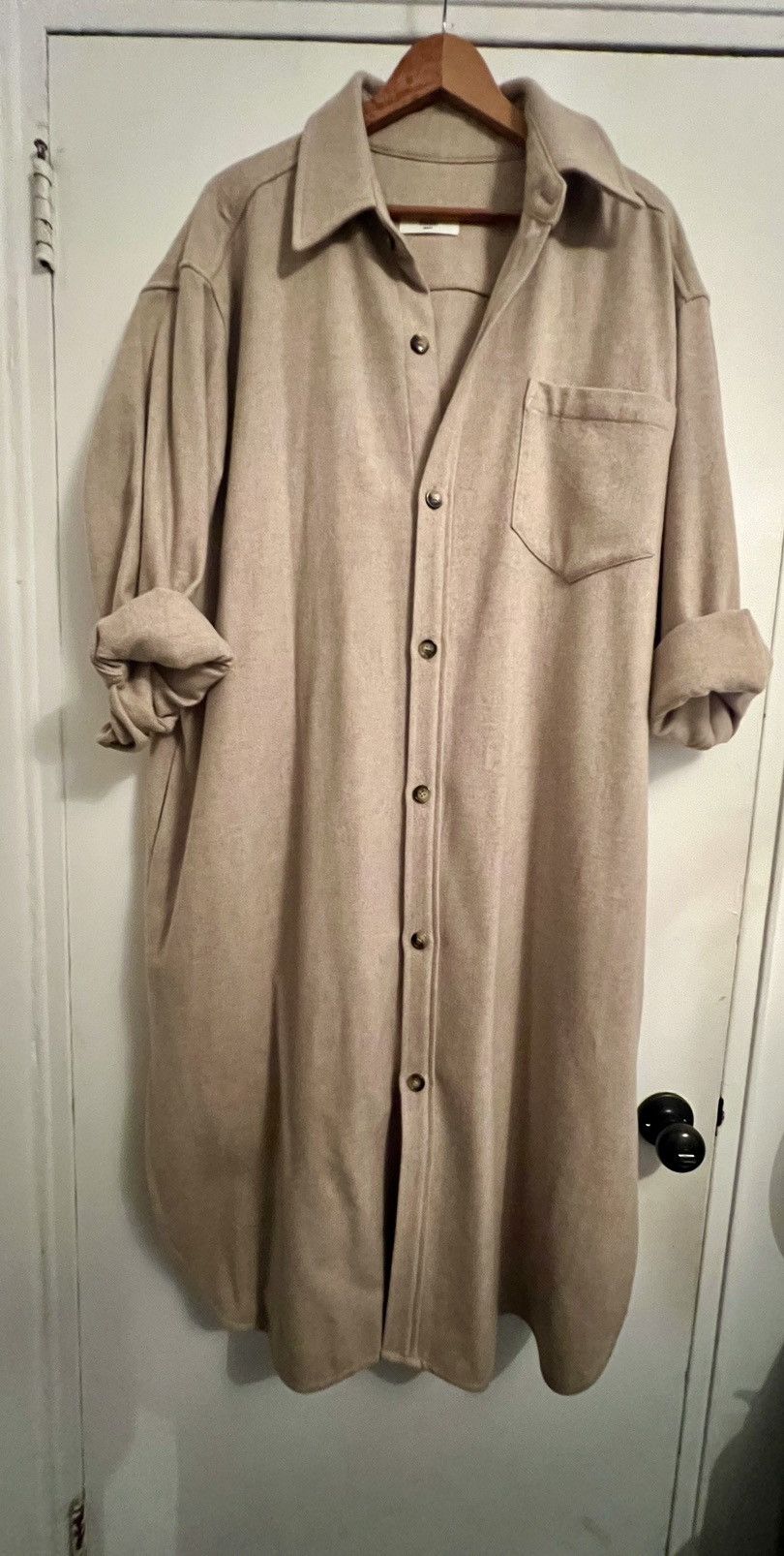 Frankie Shop Frankie Shop Long Oversized Wool Coat in Oatmeal Size ONE SIZE - 2 Thumbnail