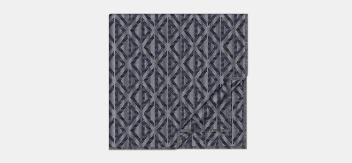 Dior CD Diamond Stole Gray and Navy Blue Silk and Wool Size ONE SIZE - 1 Thumbnail