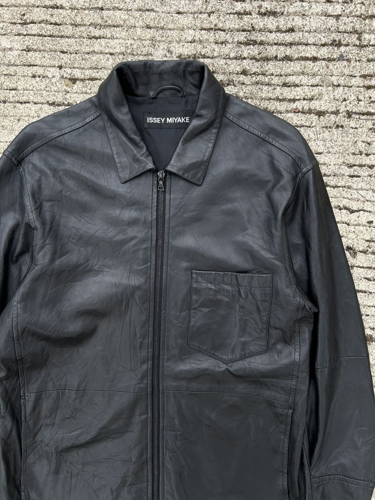 Issey Miyake Vintage Issey Miyake 1-Pocket Chore Style Leather Jacket Size US M / EU 48-50 / 2 - 7 Thumbnail