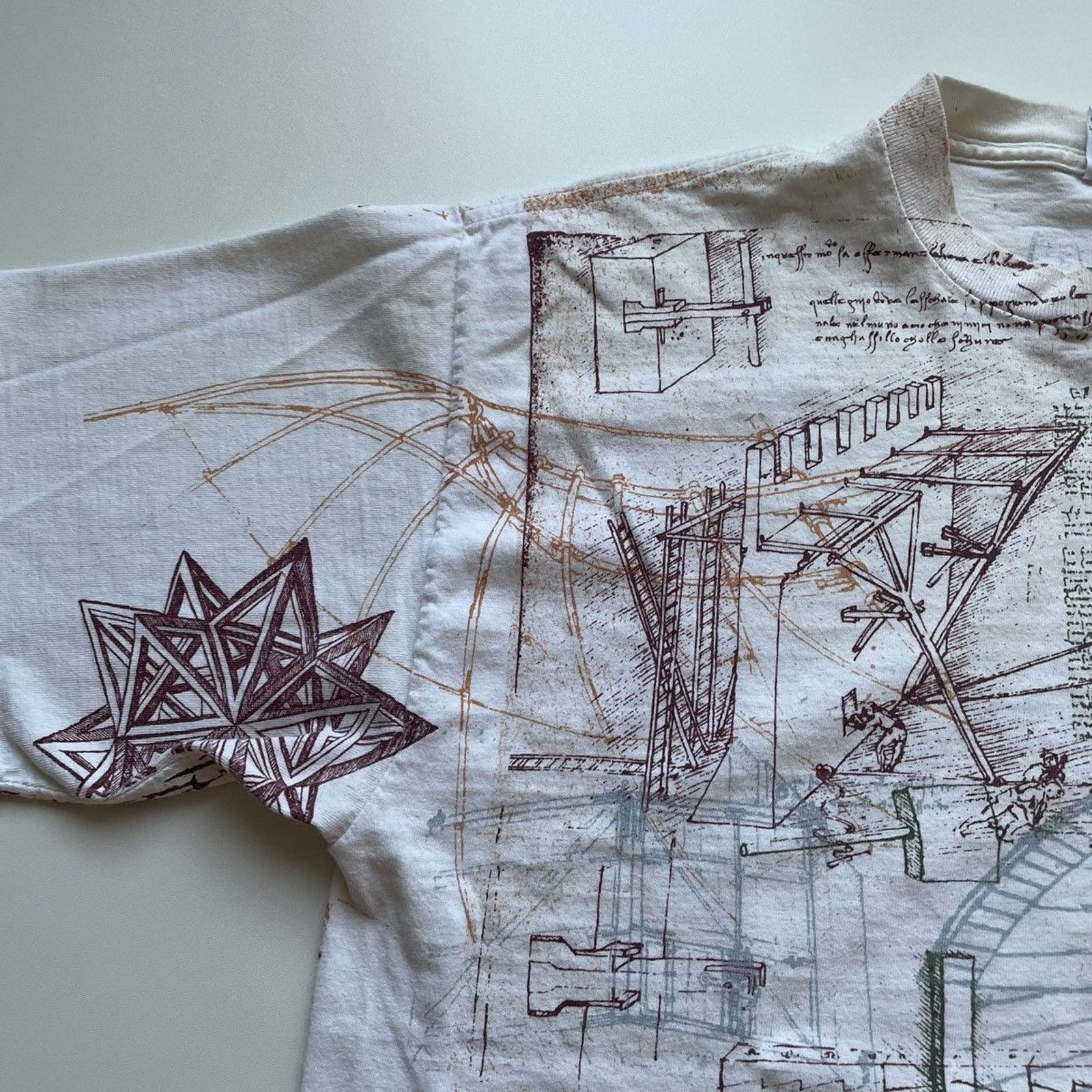 Vintage Vintage 90s Leonardo Da Vinci AOP Art T Shirt Large Rare Size US XL / EU 56 / 4 - 3 Thumbnail