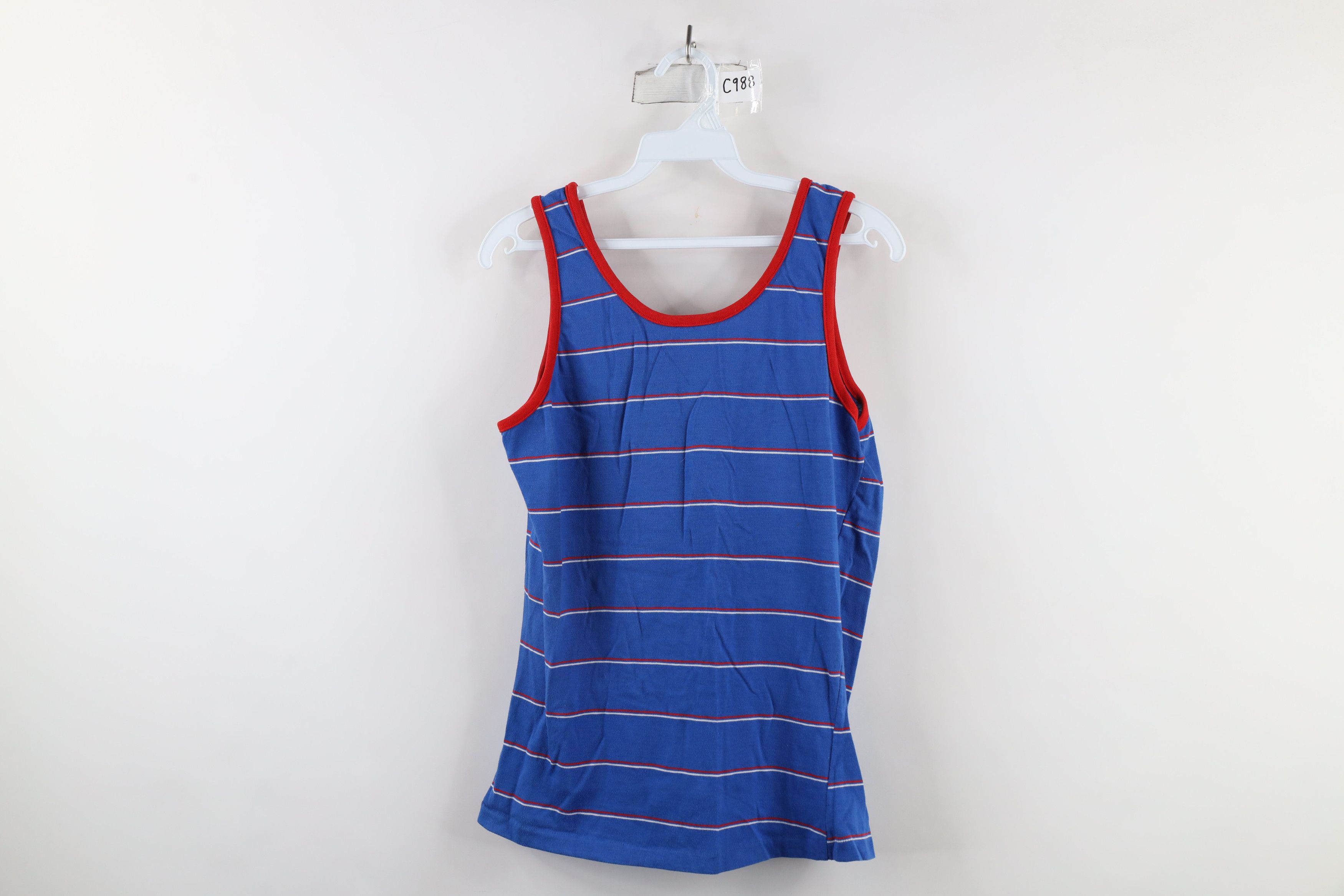 Esprit × Vintage Vintage 70s Campus Esprit Striped Tank Top T-Shirt Blue USA Size M / US 6-8 / IT 42-44 - 1 Thumbnail
