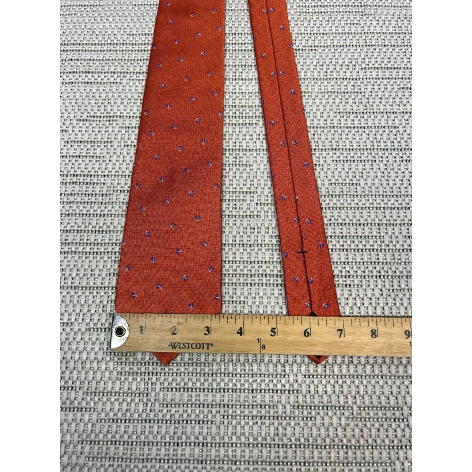 Brooks Brothers Brooks Brothers Necktie Mens OS Orange Silk Textured Embroidered Formal New Size ONE SIZE - 3 Thumbnail