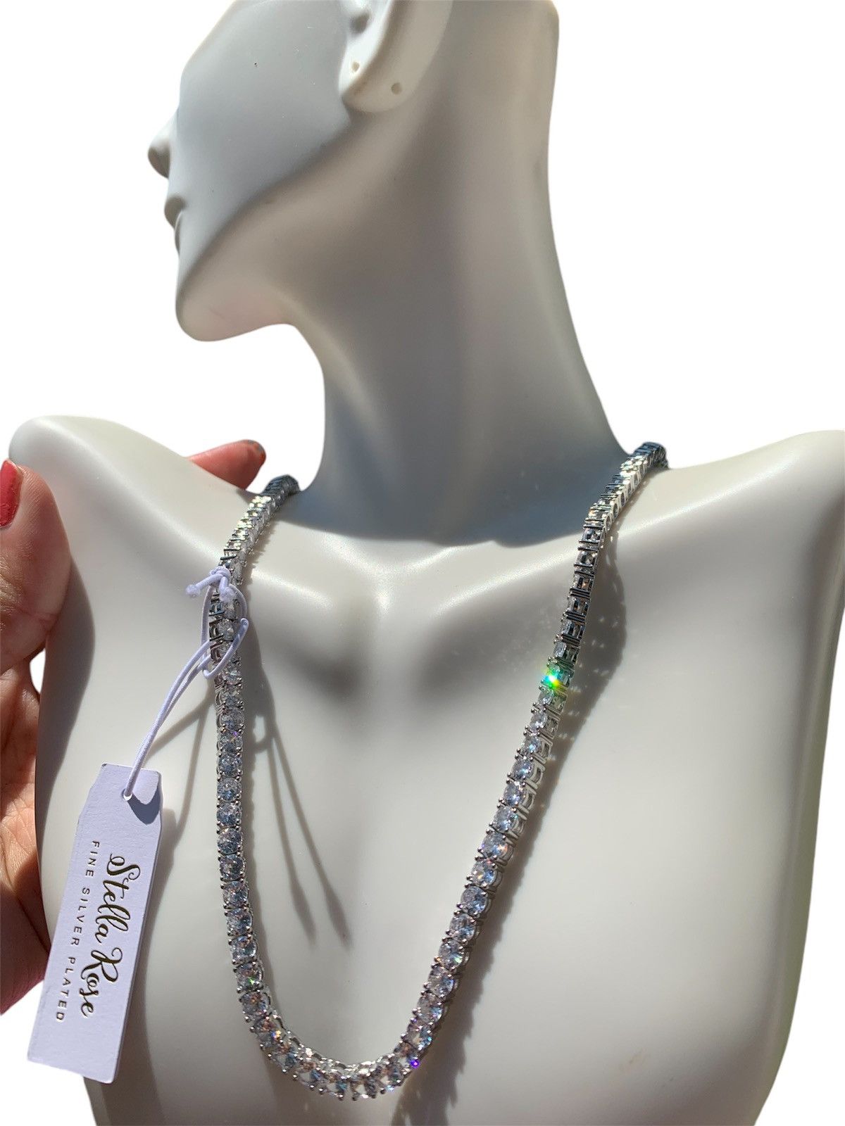 Designer Stella Rose FINE SILVER PLATED diamonds paved necklaces Size ONE SIZE - 1 Thumbnail