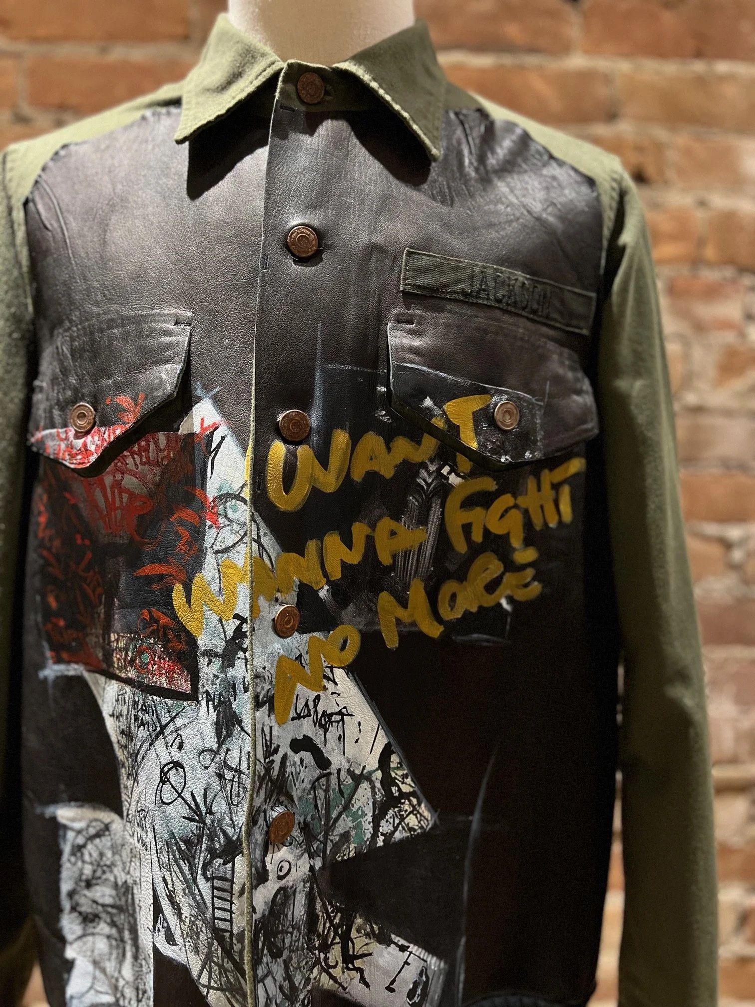 PIHAKAPI Pihakapi “Wanna Fight No More” Mixed-Leather & Wool Jacket Size US M / EU 48-50 / 2 - 4 Thumbnail