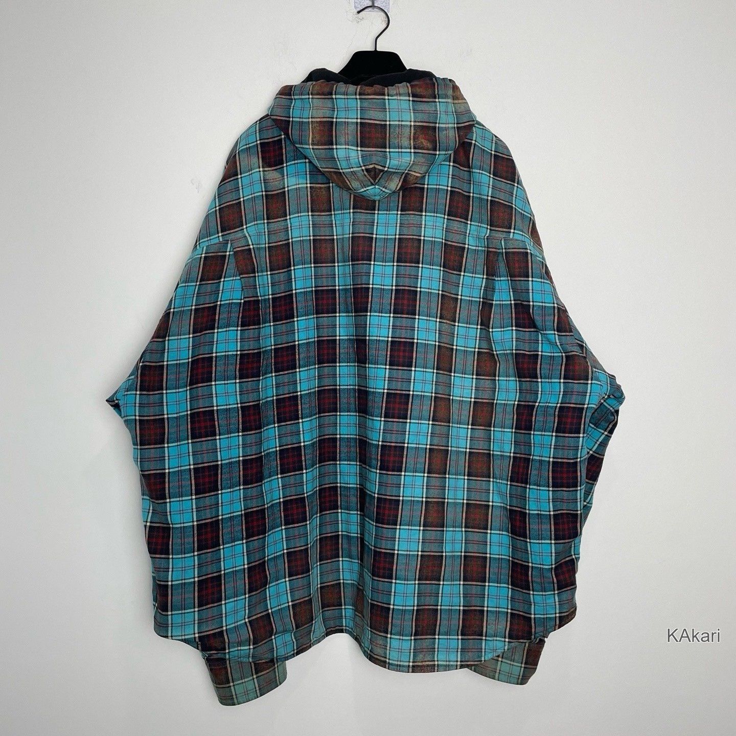 Balenciaga Balenciaga Gradient Plaid Hooded Drawstring Shirt Size US XS / EU 42 / 0 - 2 Thumbnail