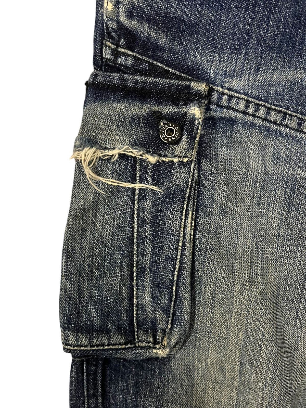 G-Star Vintage G Star Raw Blue Washed Cargo Ripped Distressed Jeans Size US 30 / EU 46 - 12 Thumbnail