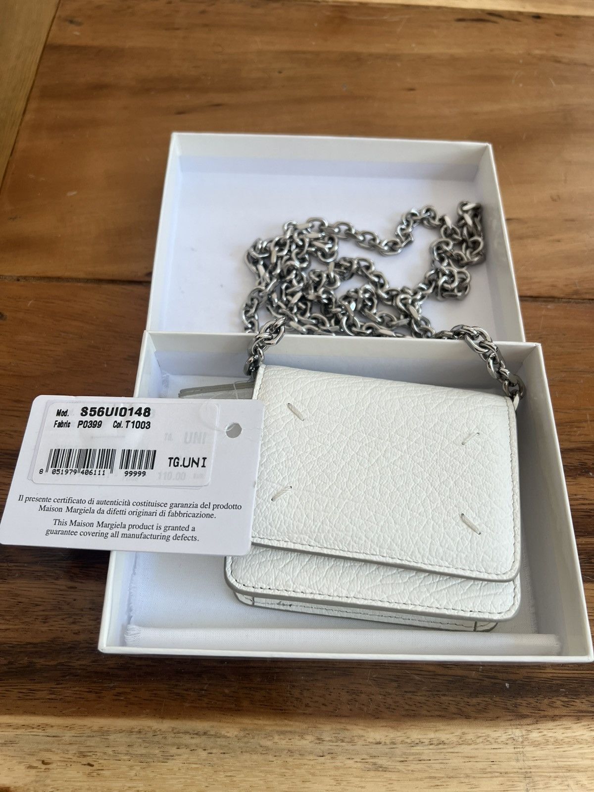 Maison Margiela Maison Margiela Four Stitches leather chain wallet White Size ONE SIZE - 3 Thumbnail