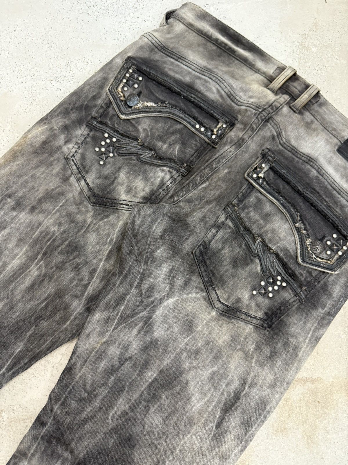 Hysteric Glamour Pasta Denim Studded Shadow Wash Claw Mark Jeans Size US 30 / EU 46 - 13 Thumbnail