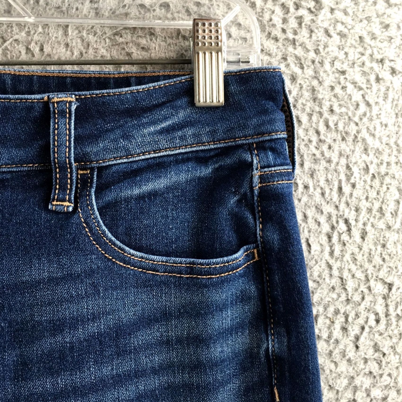 American Eagle Outfitters American Eagle Outfitters Jeans Womens 8 Long Blue Skinny Distressed Raw Hem Stretch Denim Jeans Womens Size 30" / US 8 / IT 44 - 4 Thumbnail
