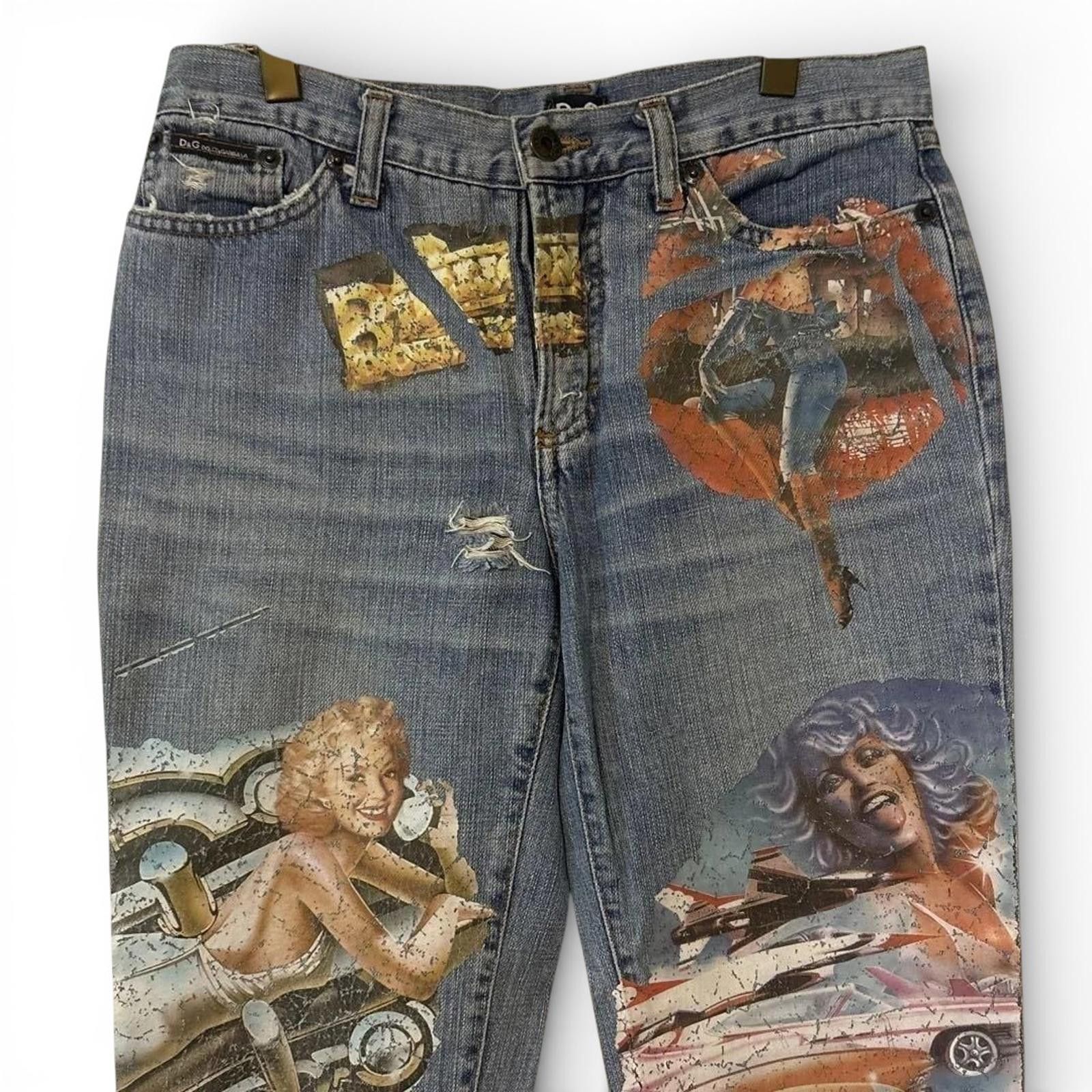 Dolce & Gabbana Dolce & Gabbana - Printed Denim Jeans Size 30" / US 8 / IT 44 - 2 Thumbnail