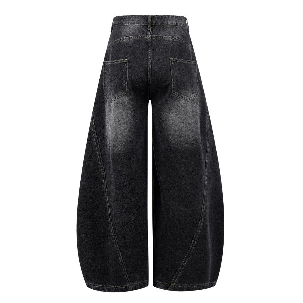 Japanese Brand Men's high-street fun cartoon loose wide-leg curved jeans Size US 32 / EU 48 - 2 Thumbnail