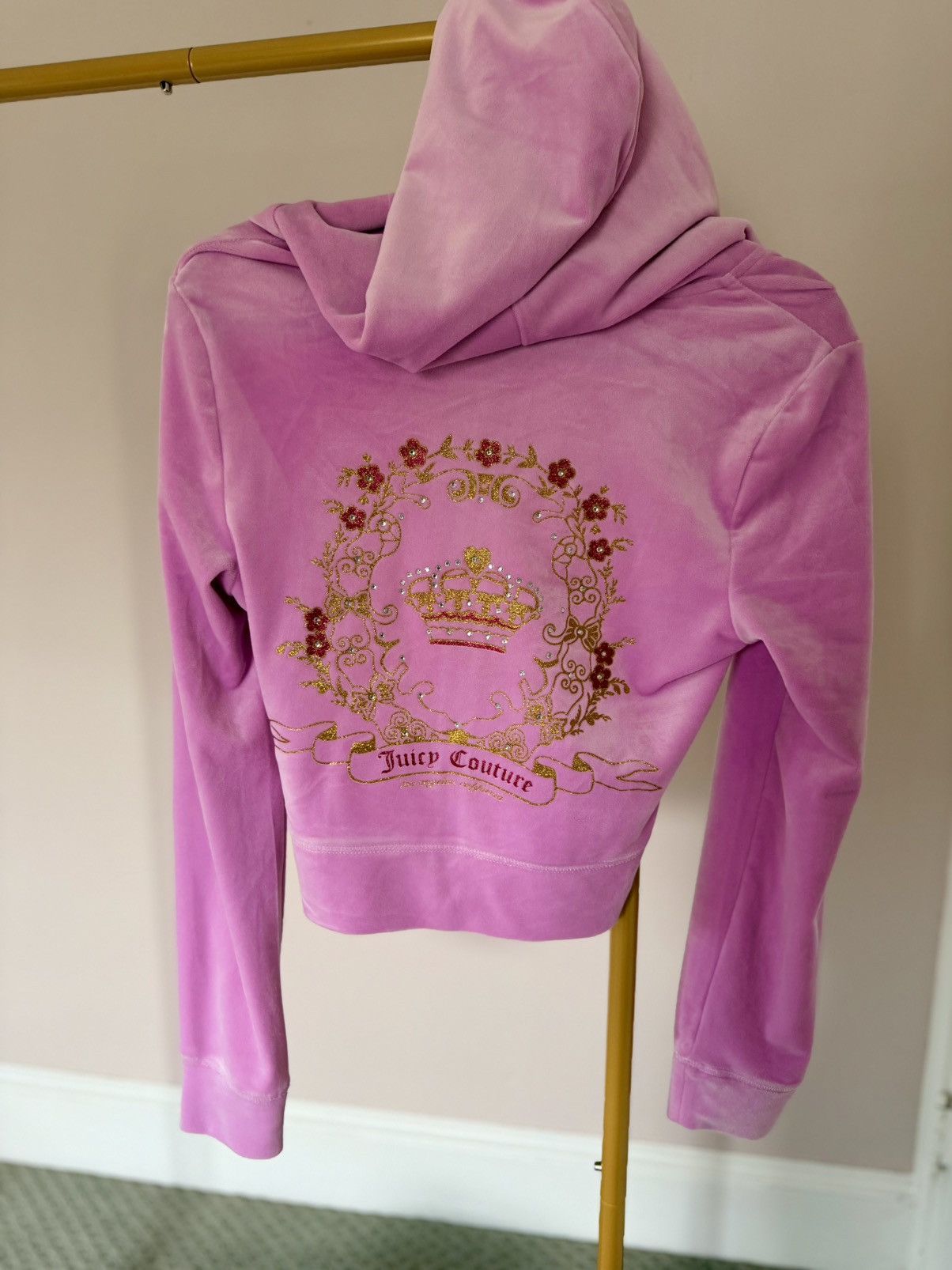 Juicy Couture Juicy Couture Pink Velour Hoodie Crown Floral Bloom NWT M Size M / US 6-8 / IT 42-44 - 6 Thumbnail