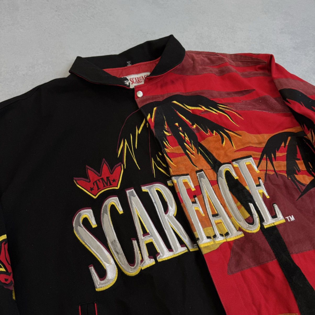Jeff Hamilton × Vintage VINTAGE 90s SCARFACE x JEFF HAMILTON BOMBER JACKET Sz ~3XL Size US XXL / EU 58 / 5 - 3 Thumbnail