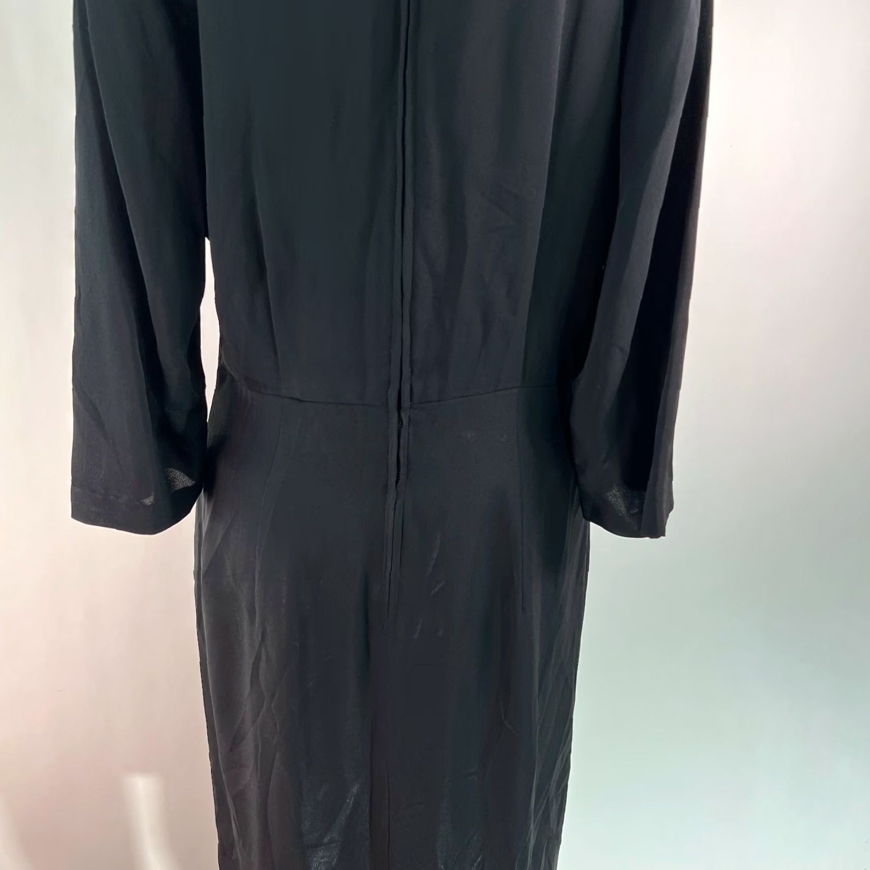 Vintage VINTAGE Floral A-Line Midi Dress Black Long Sleeve Crew Neck Back Zipper Size Large Women Size L / US 10 / IT 46 - 7 Thumbnail