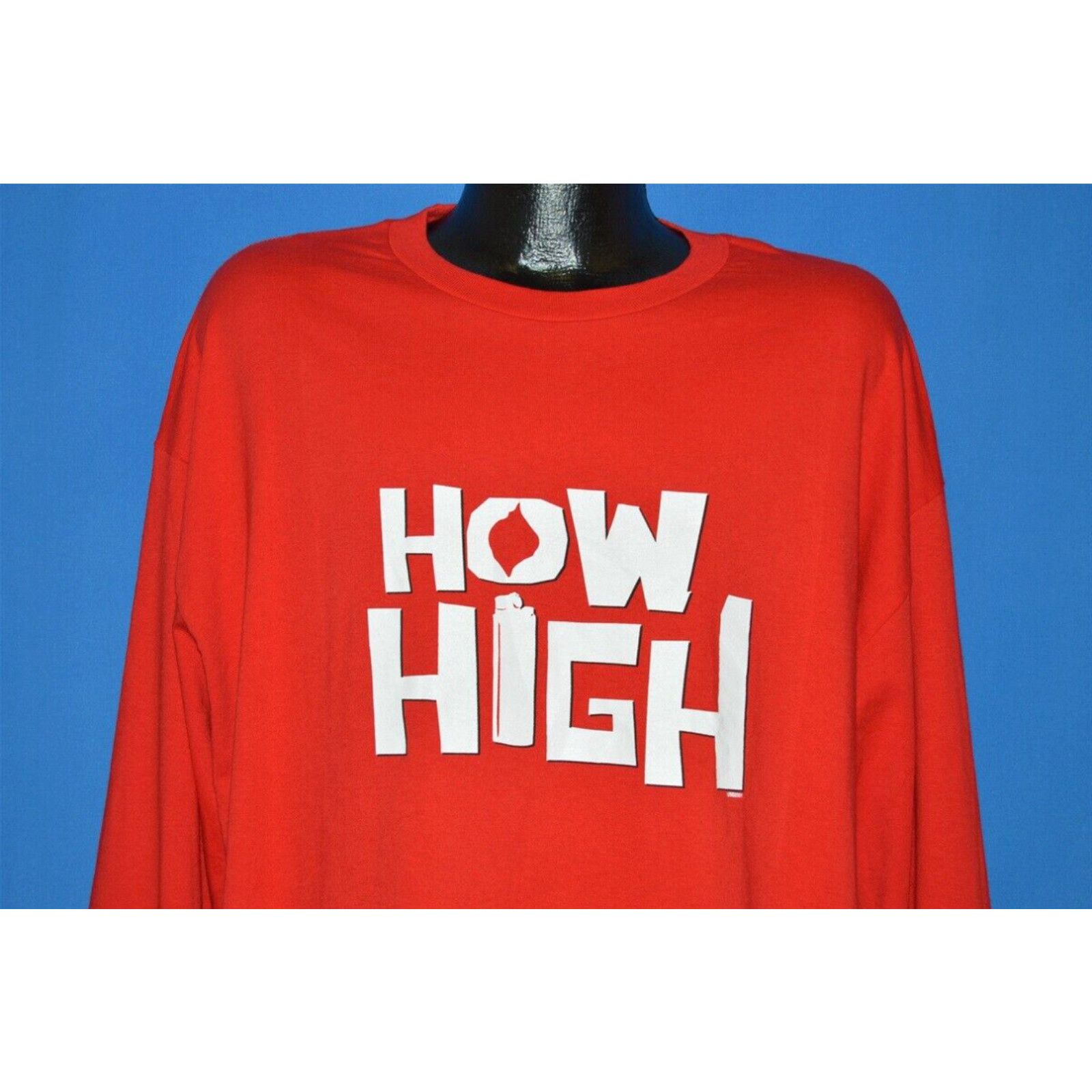 Image of Vintage How High Method Man Redman Movie Hip Hop Rap Tees Long sleeve Red T-Shirt Xxl in White