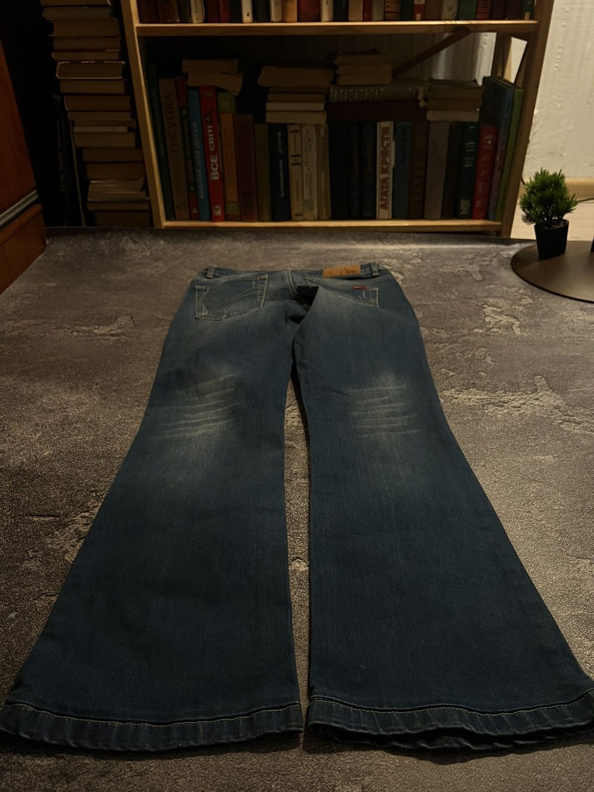 Japanese Brand Archive Slim Glamour Jeans / Heavy Blue White Drip 90s Size US 34 / EU 50 - 3 Thumbnail