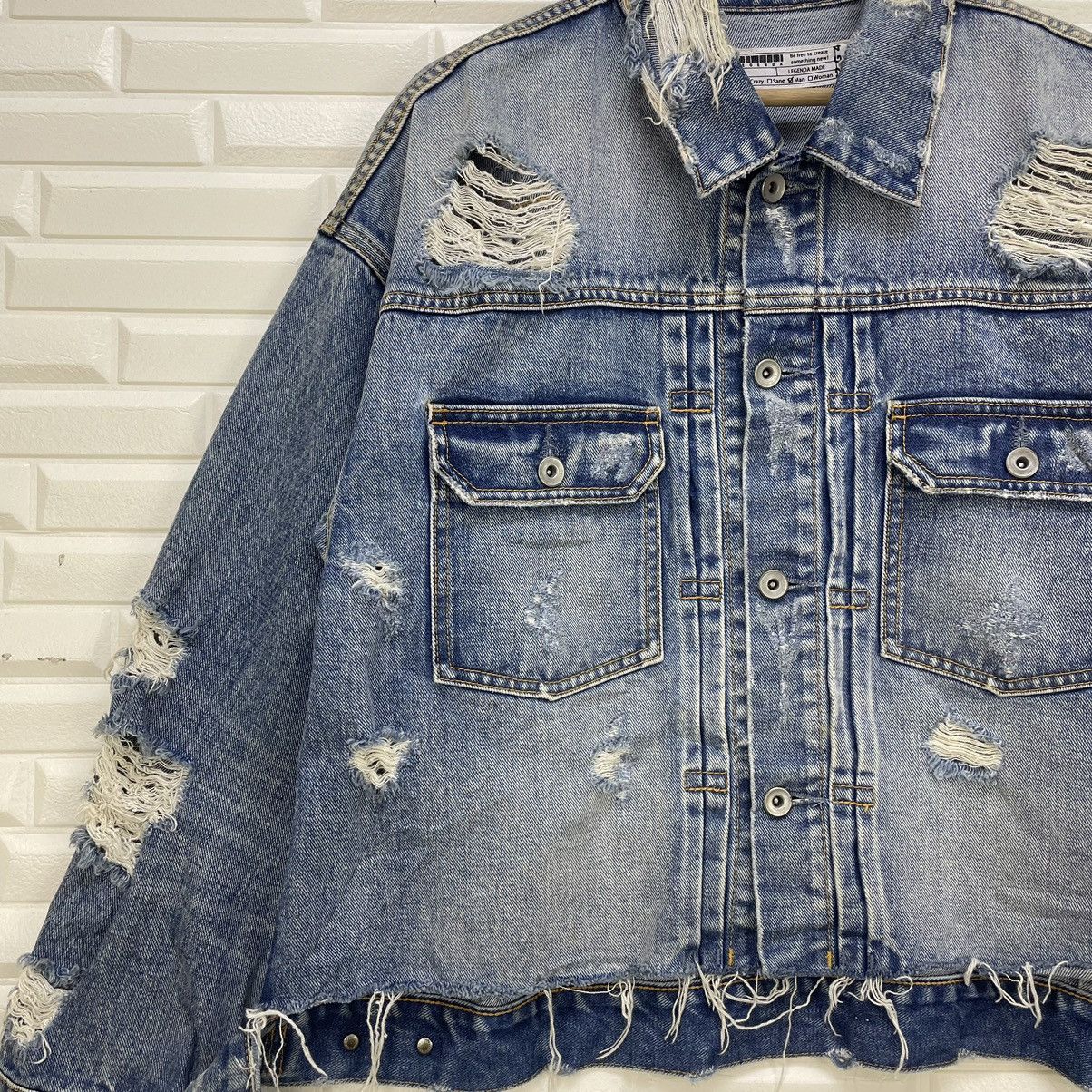 14th Addiction × KMRii Distress Denim Trucker Jacket Size US M / EU 48-50 / 2 - 7 Thumbnail