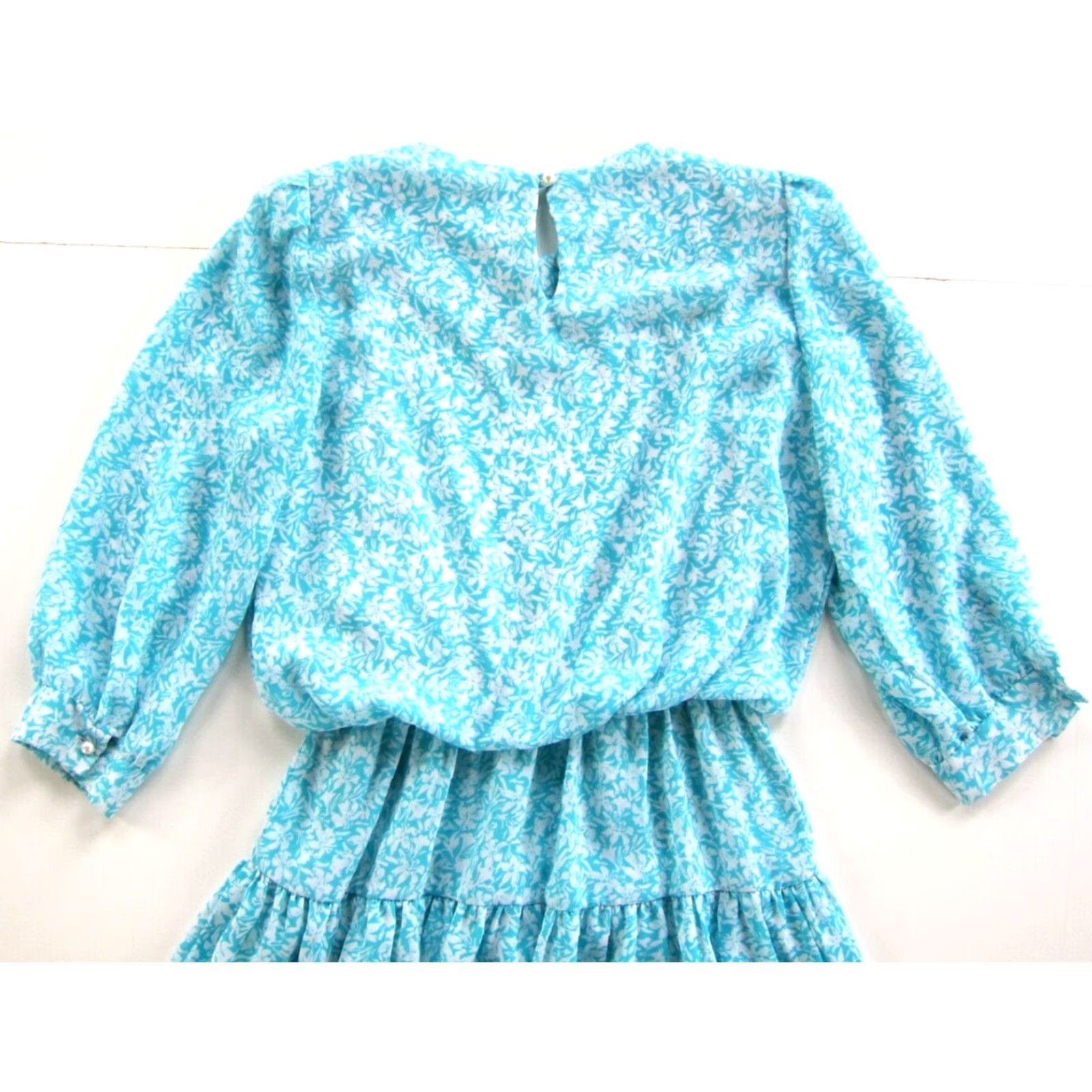 Vintage VTG Marchiondo Of California Blue White Floral 3/4 Sleeve Sheath Dress M-L Womens Size M / US 6-8 / IT 42-44 - 6 Thumbnail