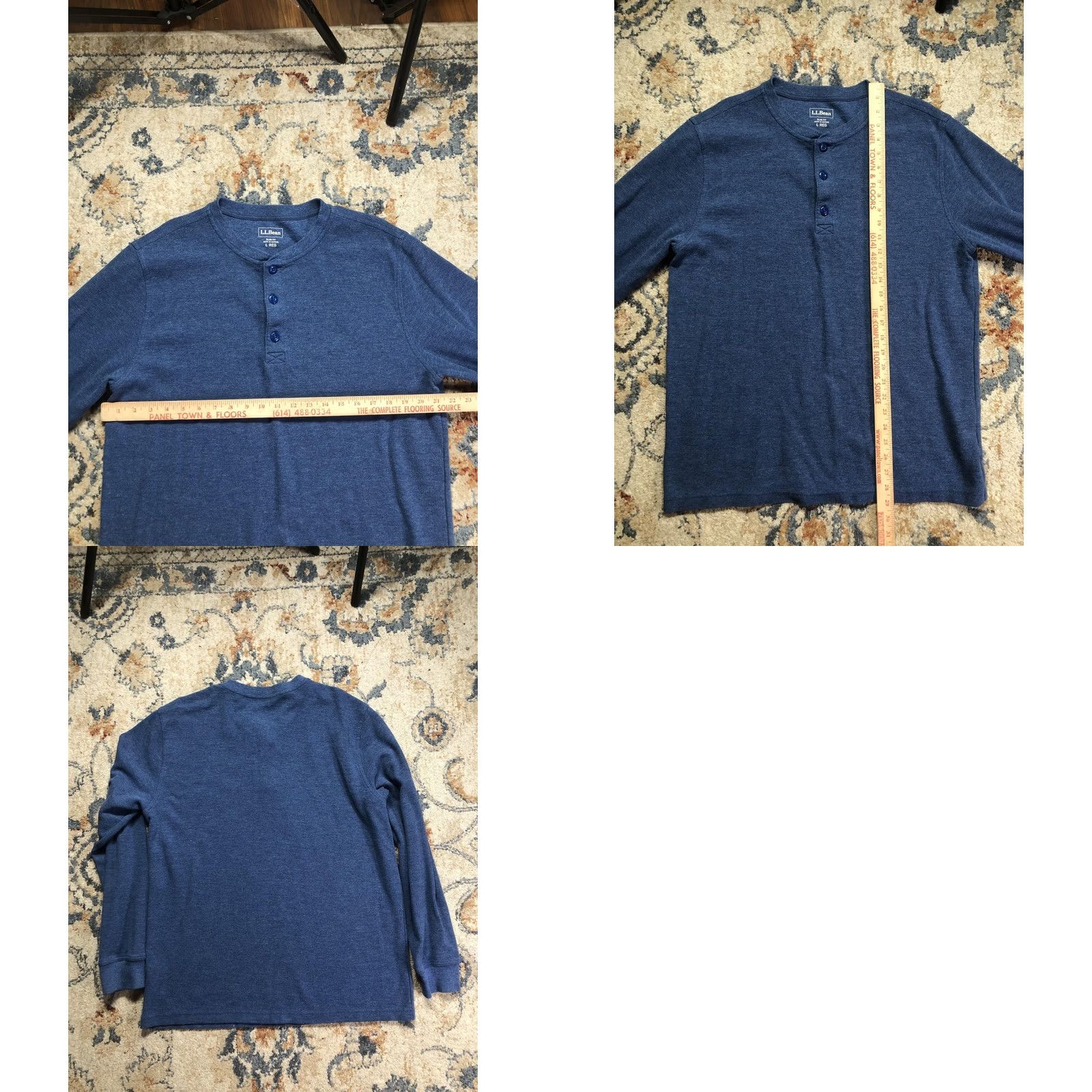 Vintage L.L.Bean Henley Shirt Mens Large Blue Long Sleeve Thermal Tee Slim Fit Tagless Size US L / EU 52-54 / 3 - 8 Thumbnail
