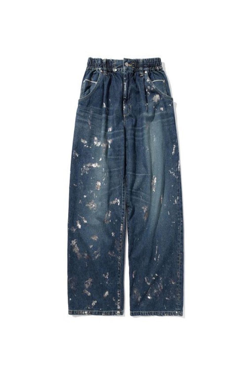 Japanese Brand CLESSTE Silver Print Vintage Wash Selvedge Denim Wide Pants Size US 33 - 12 Thumbnail