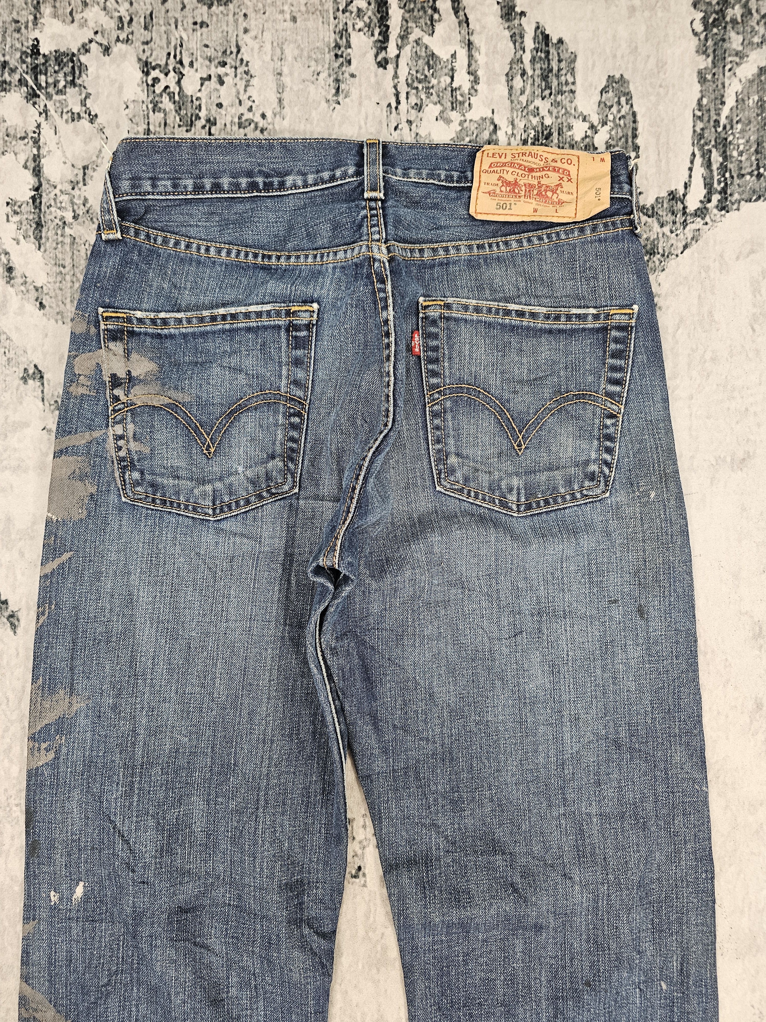 Levi's Vintage Clothing Vintage LEVIS 501 Paint Splash Blue Jeans Size 30X31.5 L0526 Size US 30 / EU 46 - 10 Thumbnail