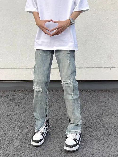 VIBE High Street Vintage Washed Ripped Micro Flare Jeans Size US 32 / EU 48 - 8 Thumbnail