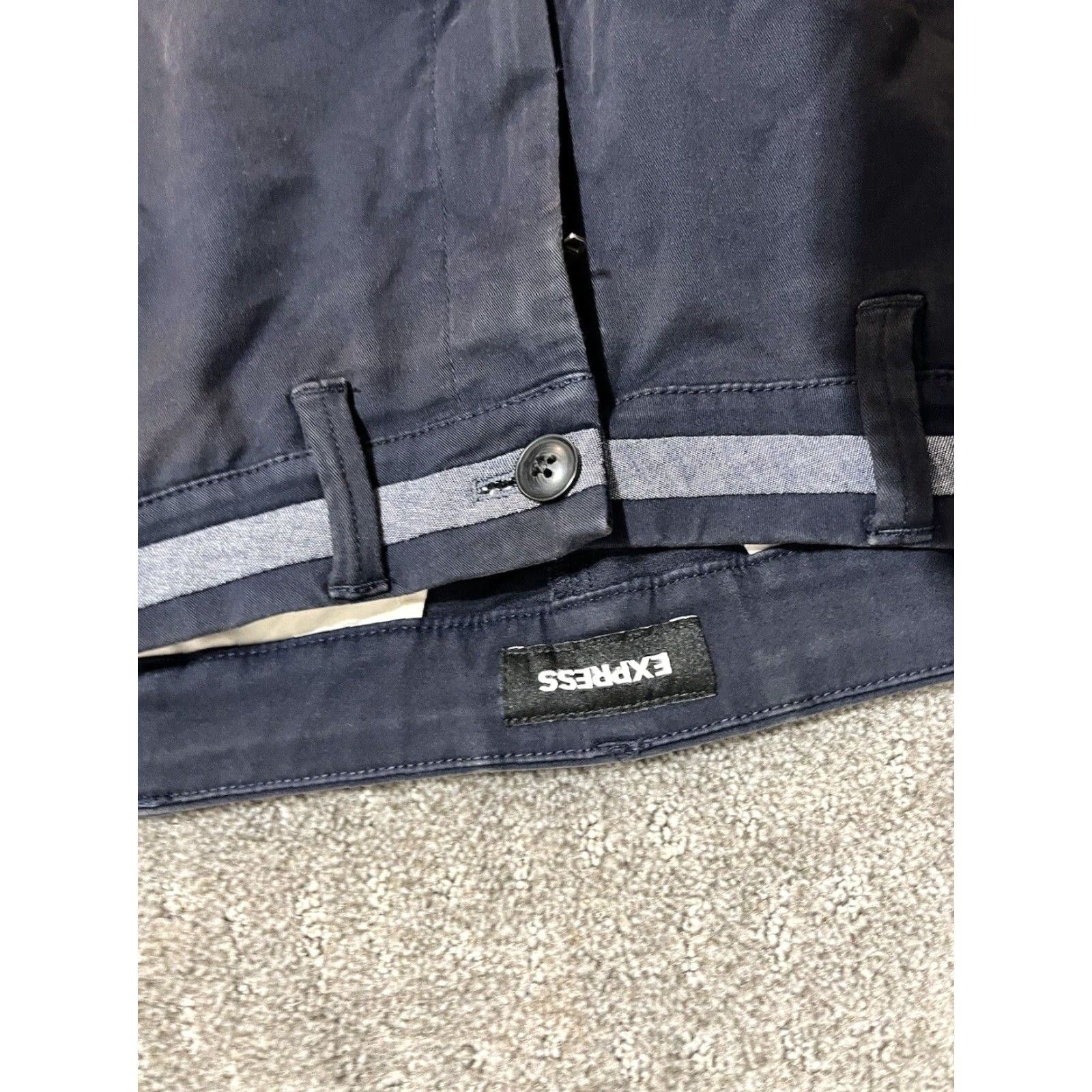 Express Express Comfort Skinny Chino Pants Men's 34x30 Navy Blue Flat Front Size US 34 / EU 50 - 5 Thumbnail