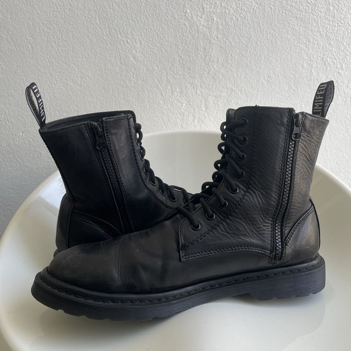 Limi Feu Very Rare! Limi Feu Leather Combat Boots with Side Zipper Size US 12 / EU 45 - 4 Thumbnail