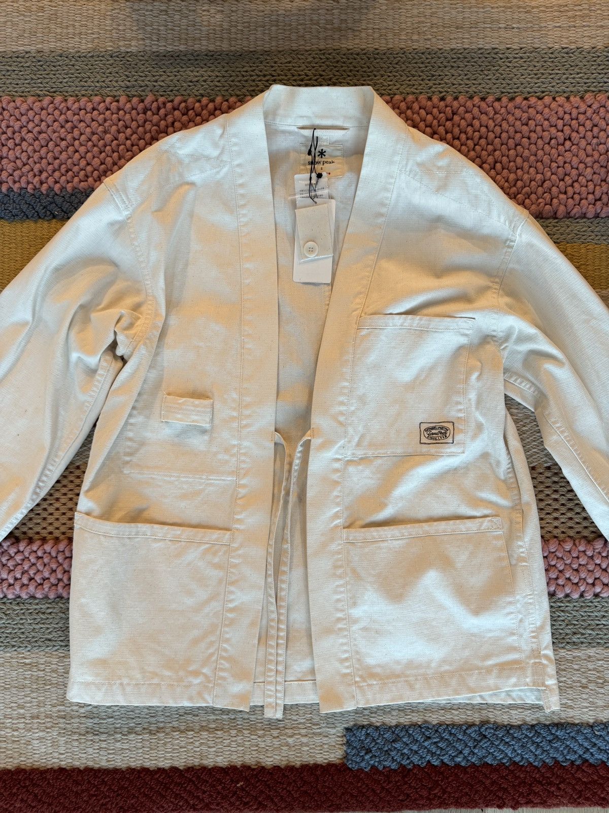 image of Snow Peak OG Canvas Noragi Jacket Ecru Cream, Men's (Size Small)