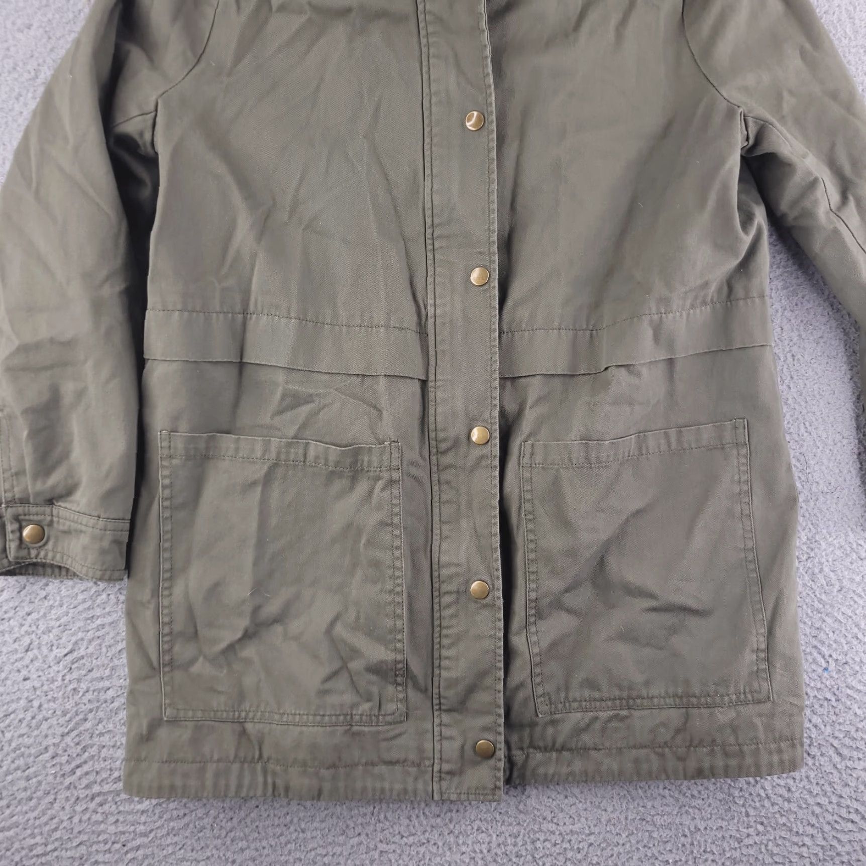 Forever 21 Forever 21 Jacket Womens Large Olive Green Military Overcoat Zip Size L / US 10 / IT 46 - 2 Thumbnail