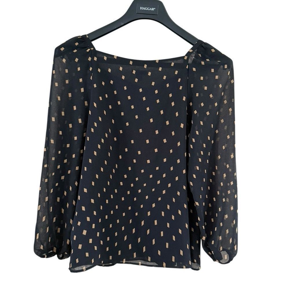 Ann Taylor Ann Taylor Black Blouse with White Dots Size XS / US 0-2 / IT 36-38 - 3 Thumbnail