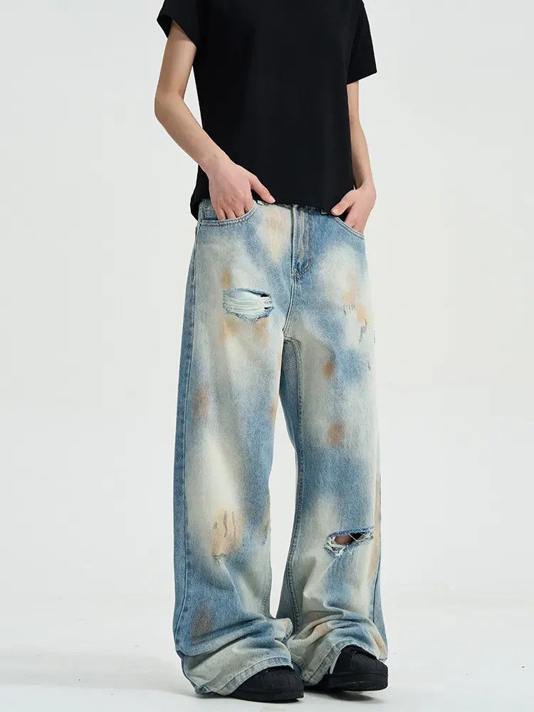 Japanese Brand × Jean Paint Splatter Colorful Distressed Baggy Denim Jeans Size US 34 / EU 50 - 4 Thumbnail