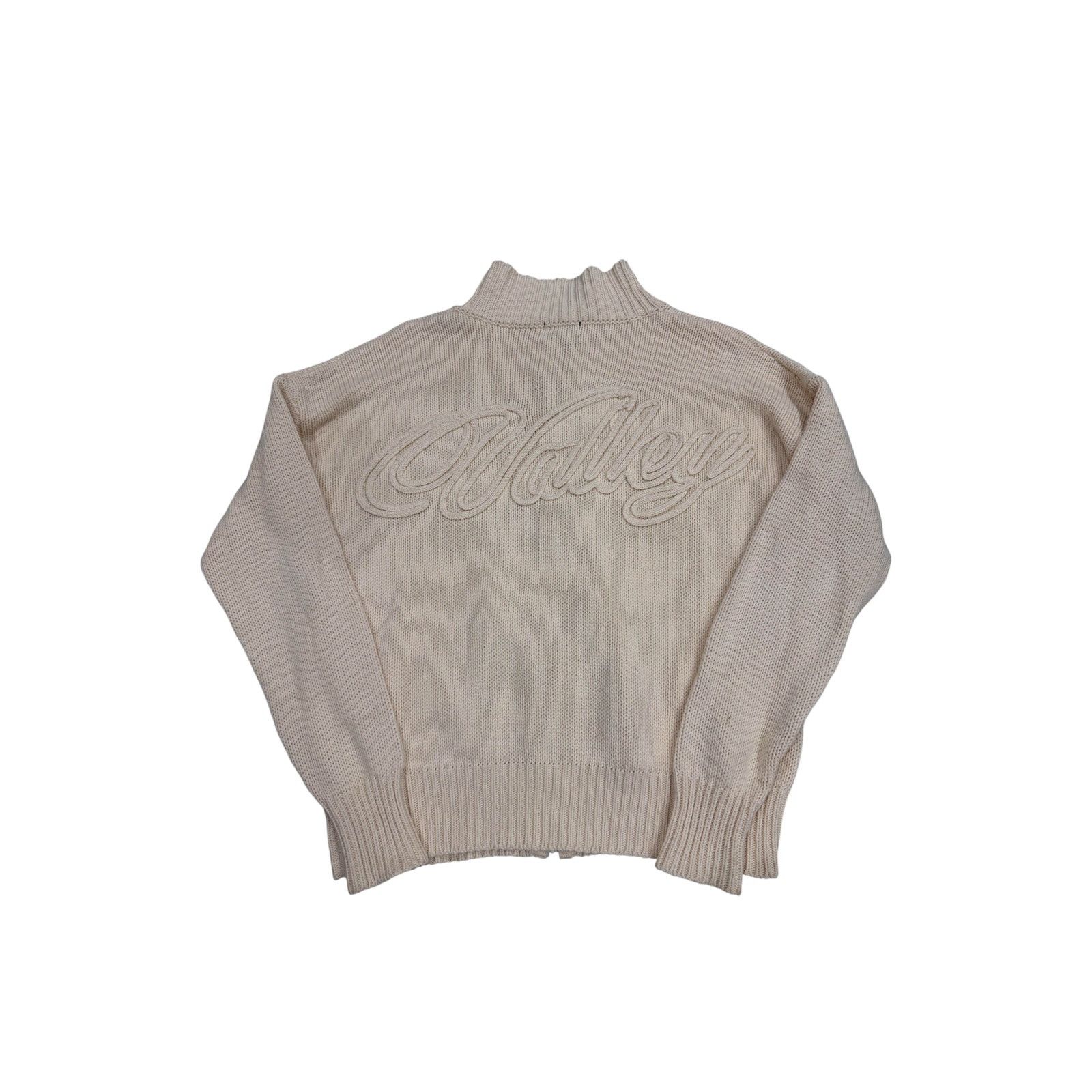 Vale Vale Cream Knit Zip Up Sweater Size US L / EU 52-54 / 3 - 3 Thumbnail