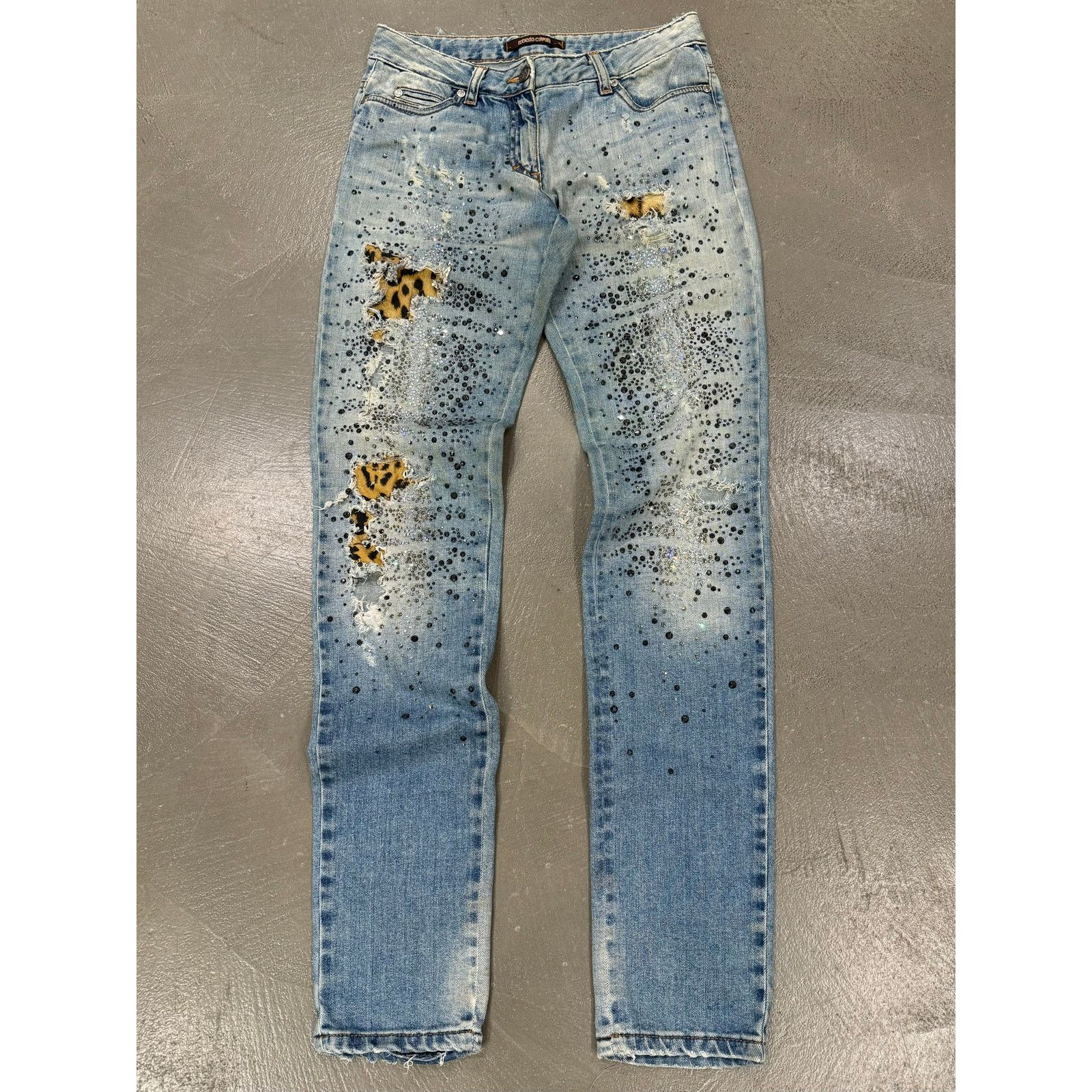 Roberto Cavalli Roberto Cavalli distressed leopard patch glitter jeans Size 27" / US 4 / IT 40 - 3 Thumbnail