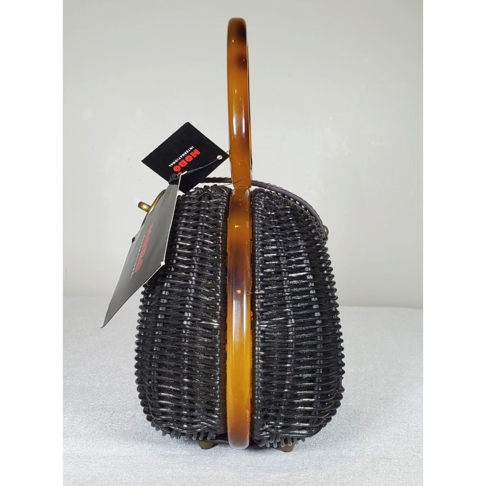 Vintage VINTAGE Hobo International Charm Black Woven Wicker Top Handle Purse Leather Flap New Size S / US 4 / IT 40 - 4 Thumbnail