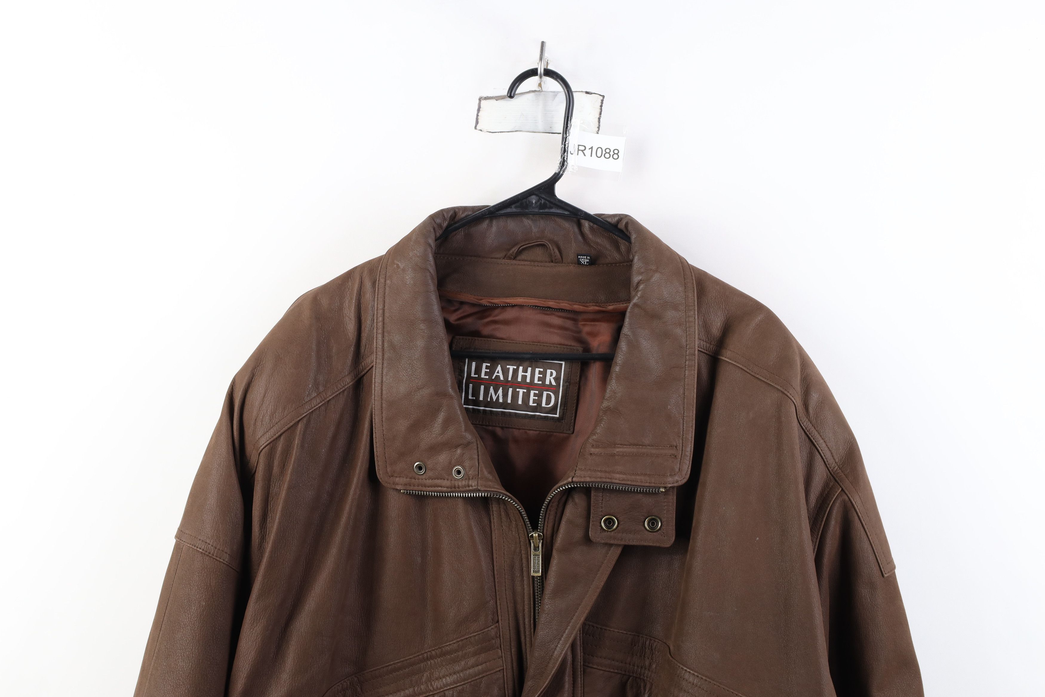 Vintage Vintage 90s Streetwear Heavy Leather Bomber Jacket Brown Size US XL / EU 56 / 4 - 2 Thumbnail