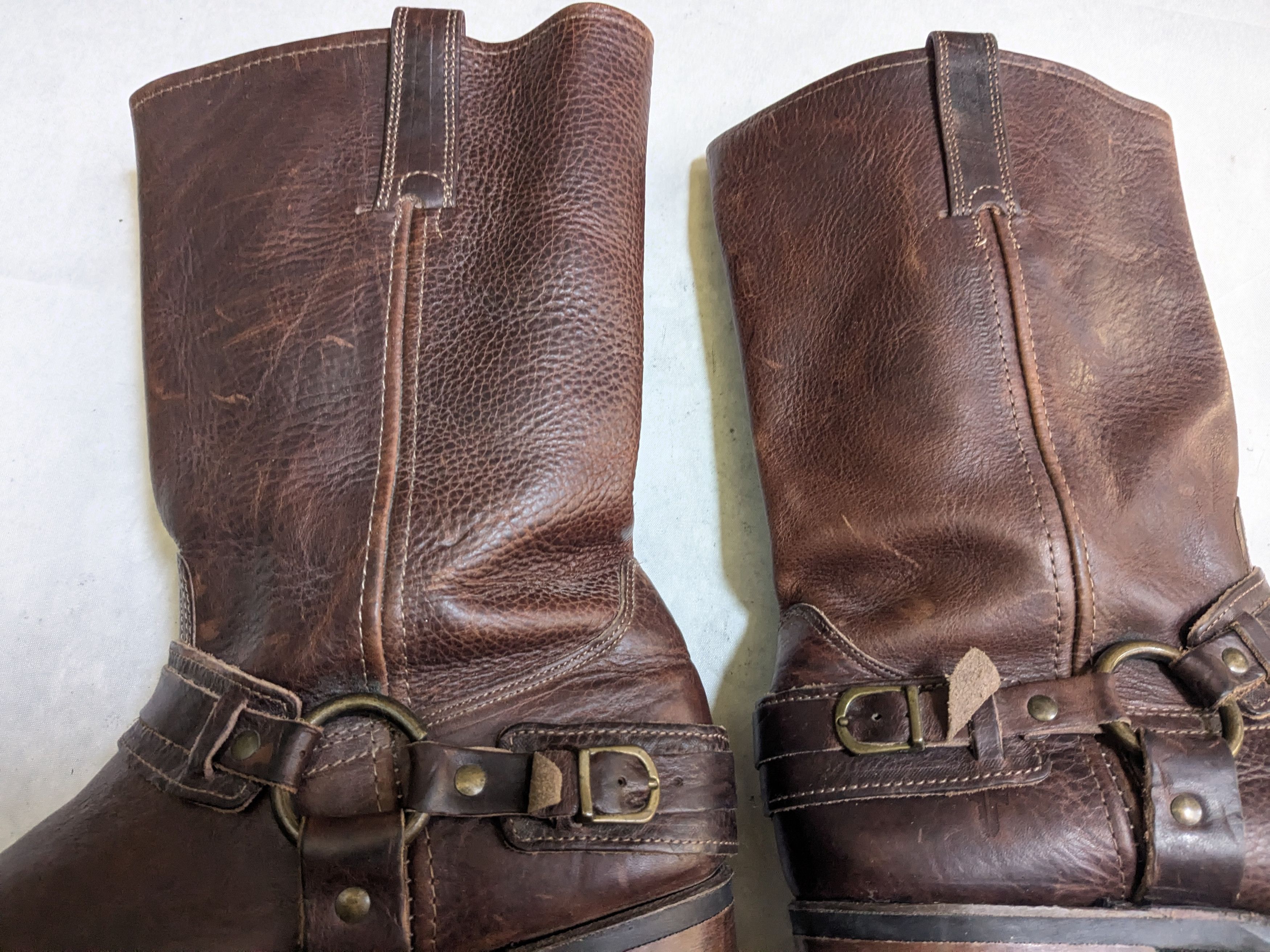 Frye Frye Harness Boots Belted Brown Leather 13 M Strap Size US 13 / EU 46 - 7 Thumbnail