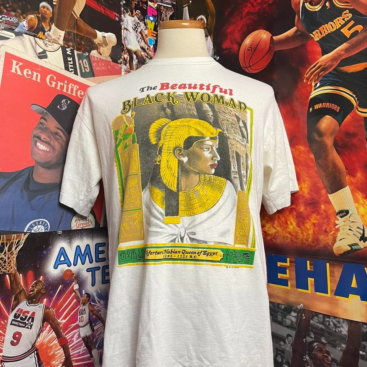 image of Vintage Nefertari Nubian Egypt Queen The Beautiful Woman Tee in White, Men's (Size Large)